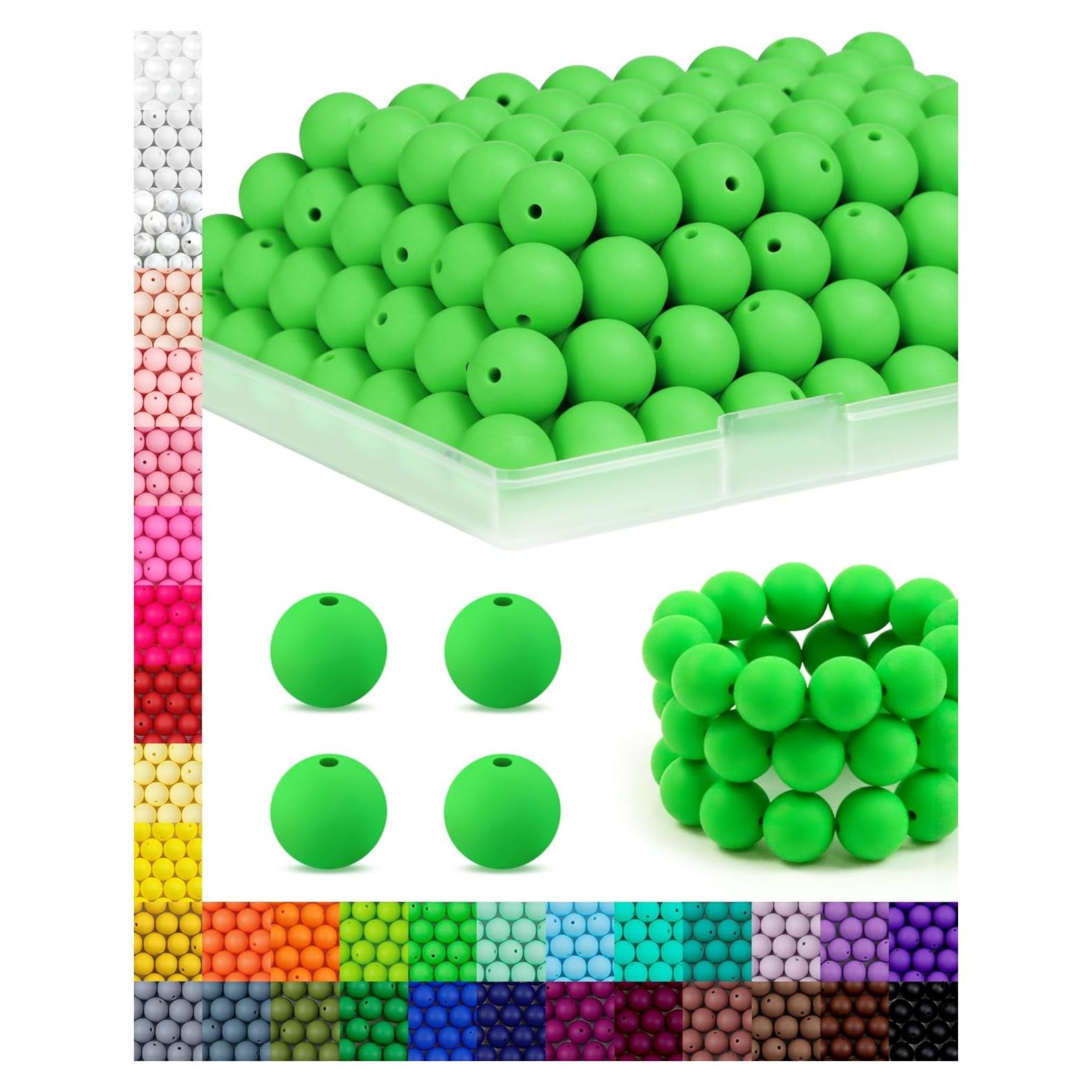 150 Perlas de Silicona Verde Manzana 15mm FIVEIZERO para DIY