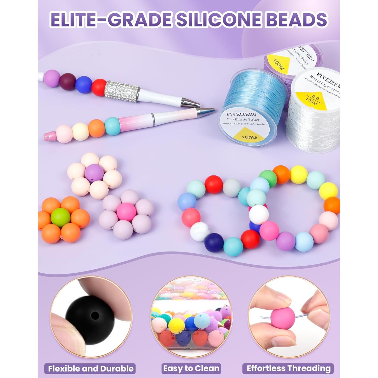 150 Perlas de Silicona Verde Manzana 15mm FIVEIZERO para DIY