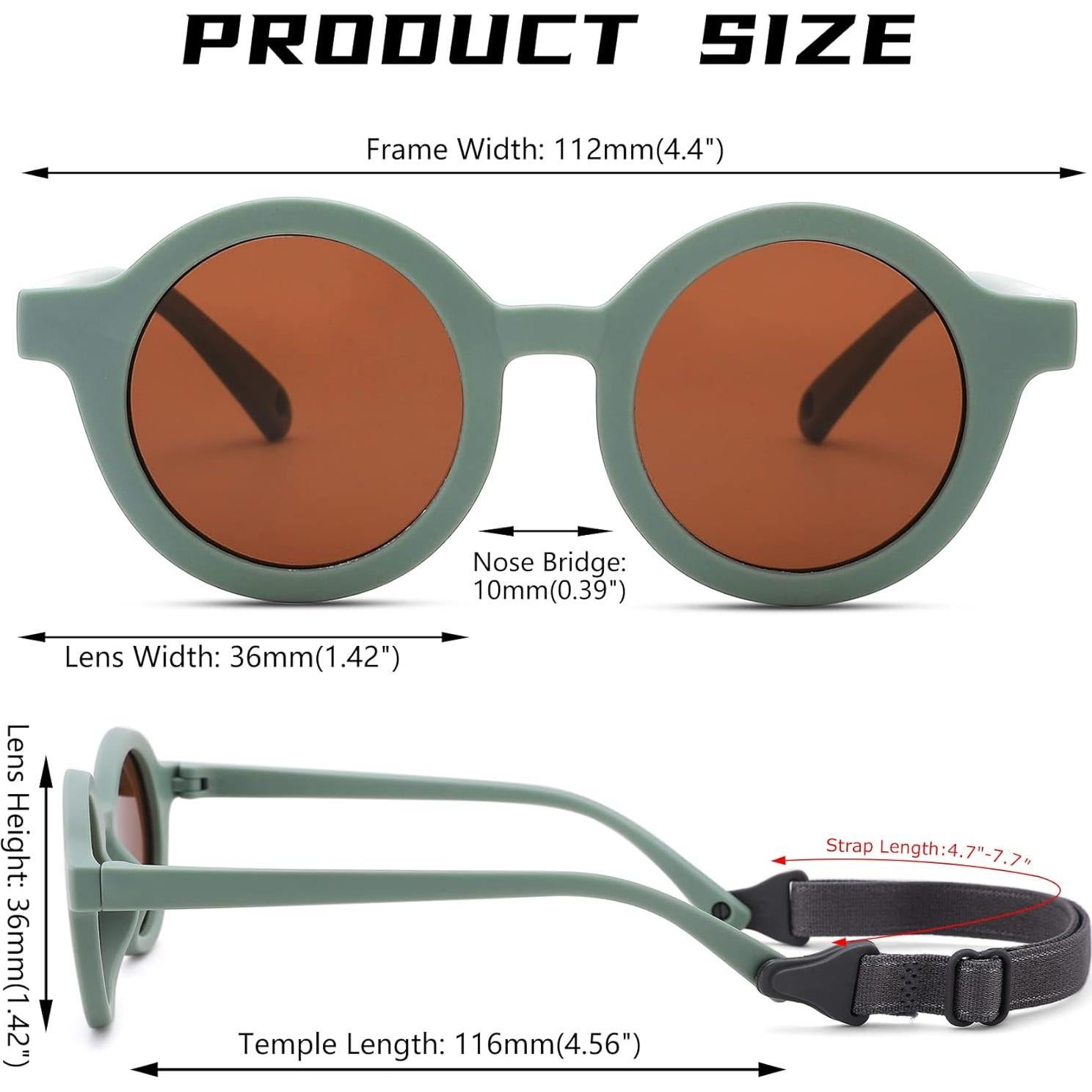 Gafas de sol redondas polarizadas Bouryo para bebés 0-24 meses