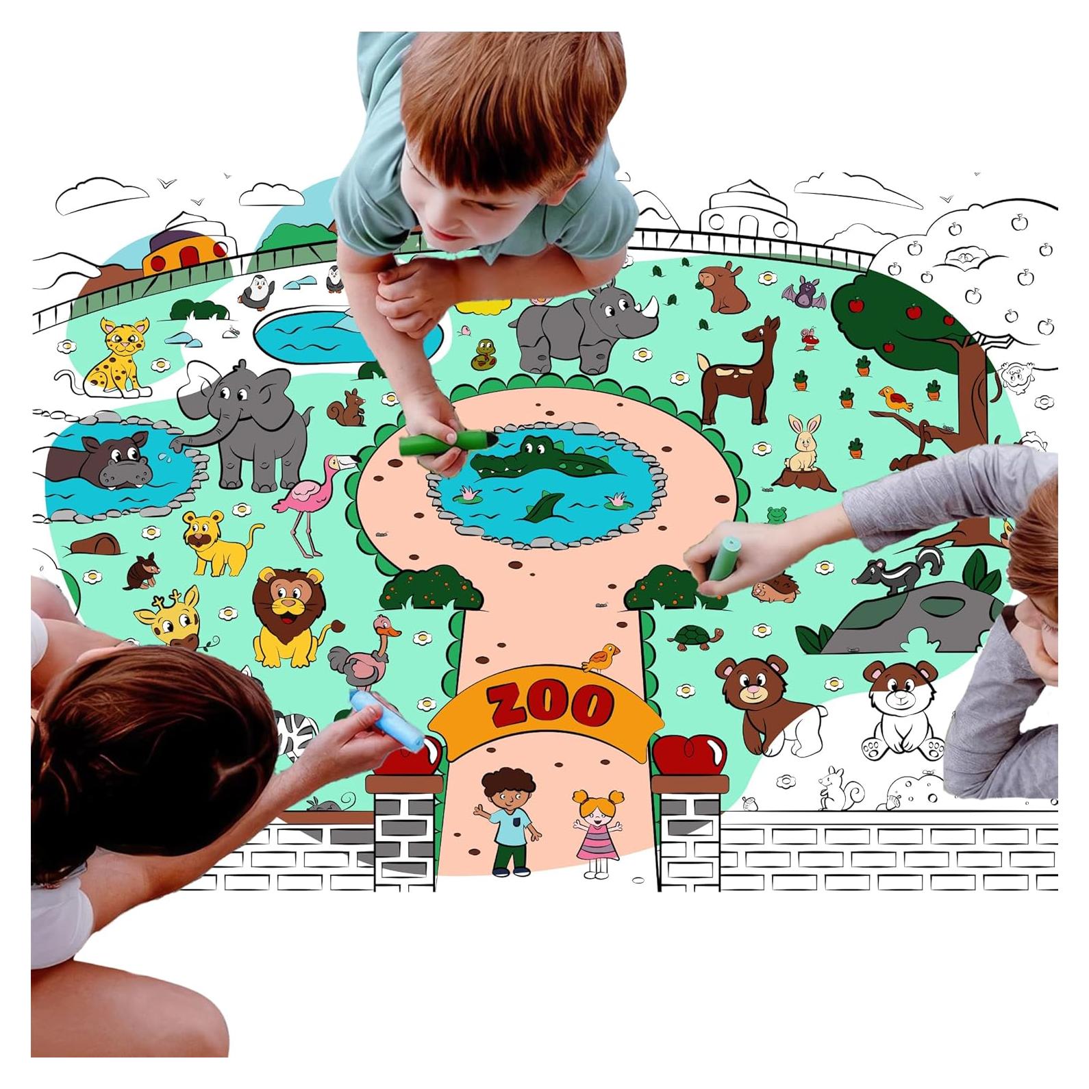 Póster Gigante para Colorear Animales - 110 x 80 cm - River and Sun