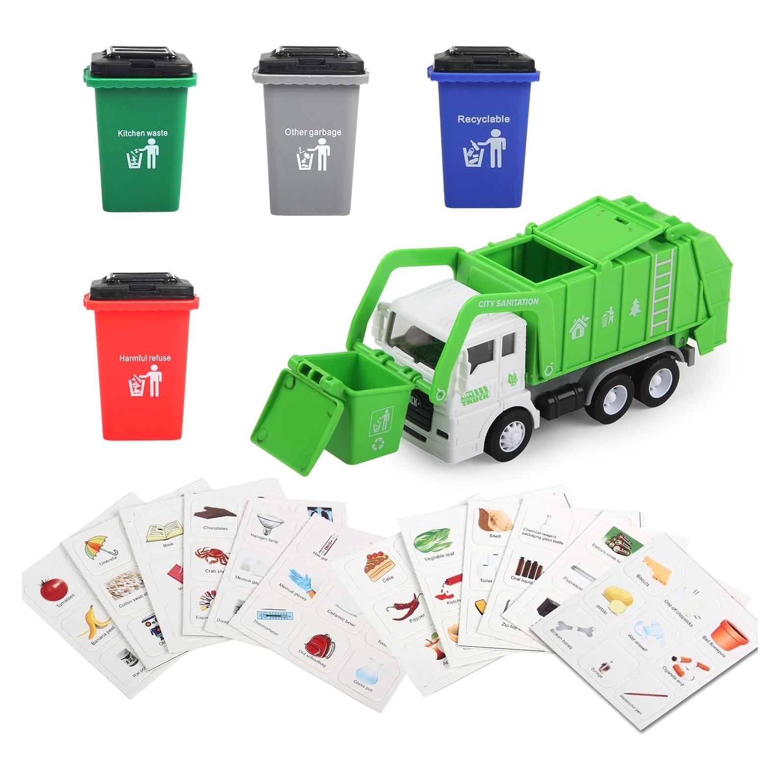 Juego de Juguete Camión de Basura FIVEDAOGANG con 4 Botes