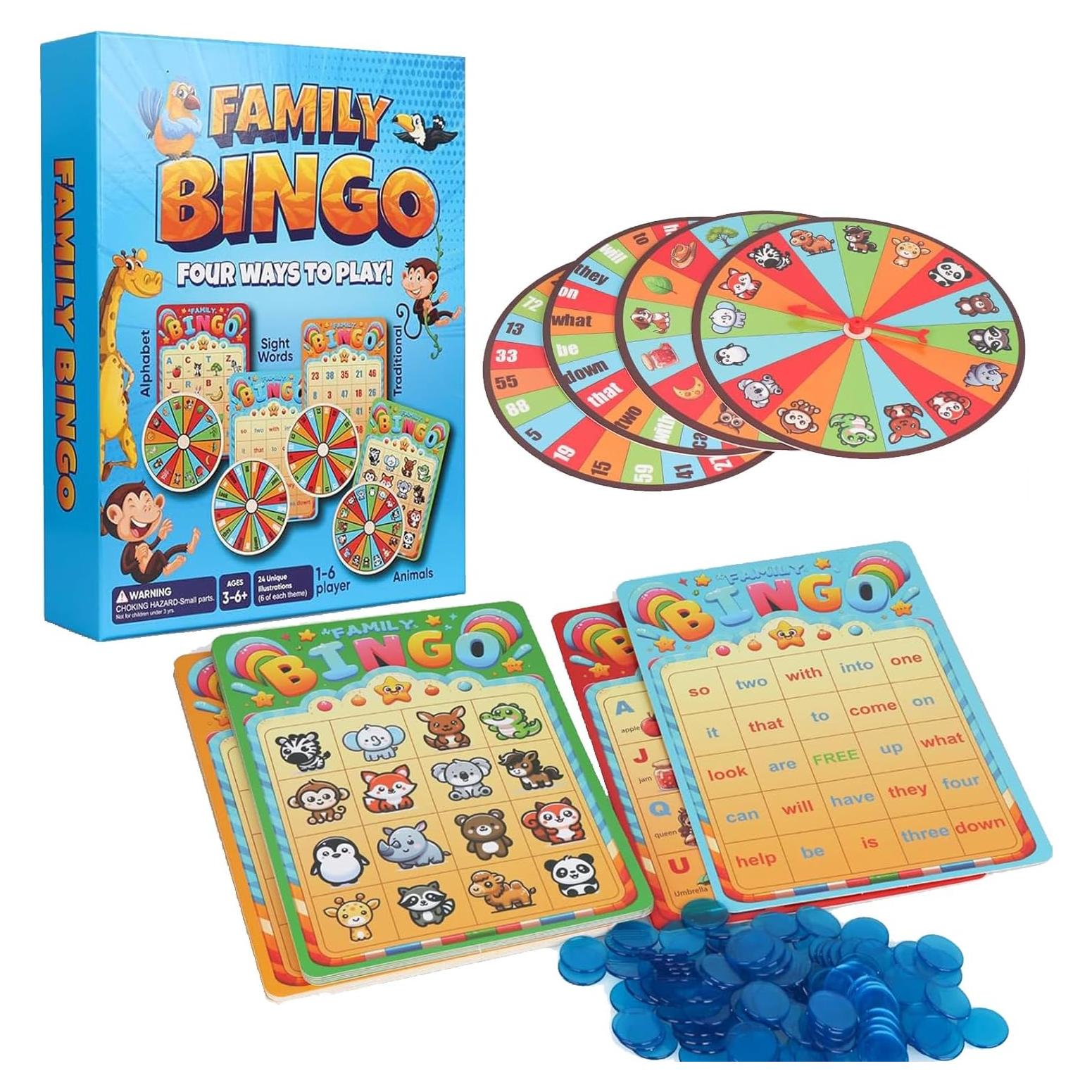 Juego de Bingo Familiar Travofun 4 en 1 para Niños 3+