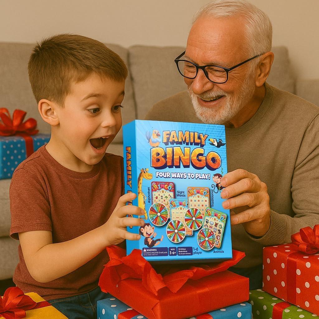 Juego de Bingo Familiar Travofun 4 en 1 para Niños 3+