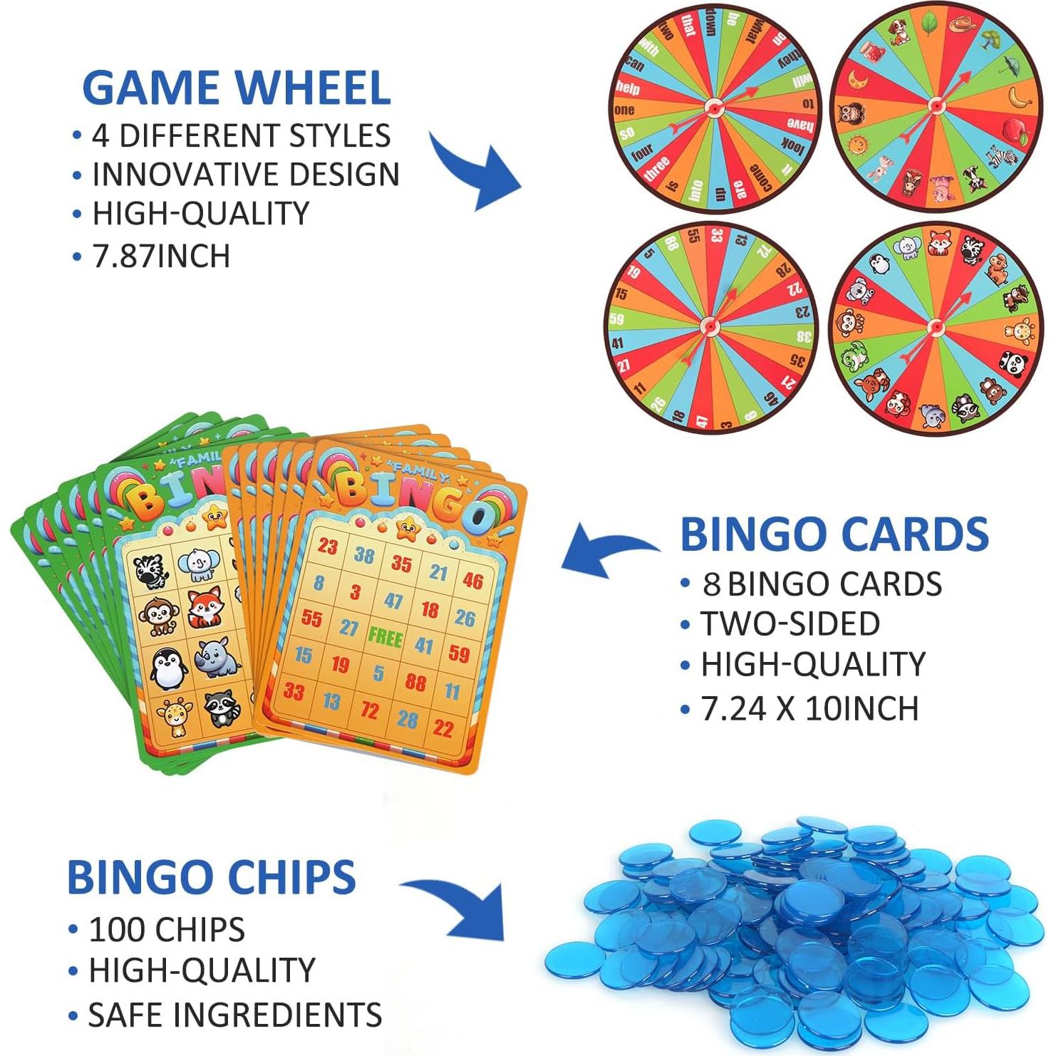 Juego de Bingo Familiar Travofun 4 en 1 para Niños 3+