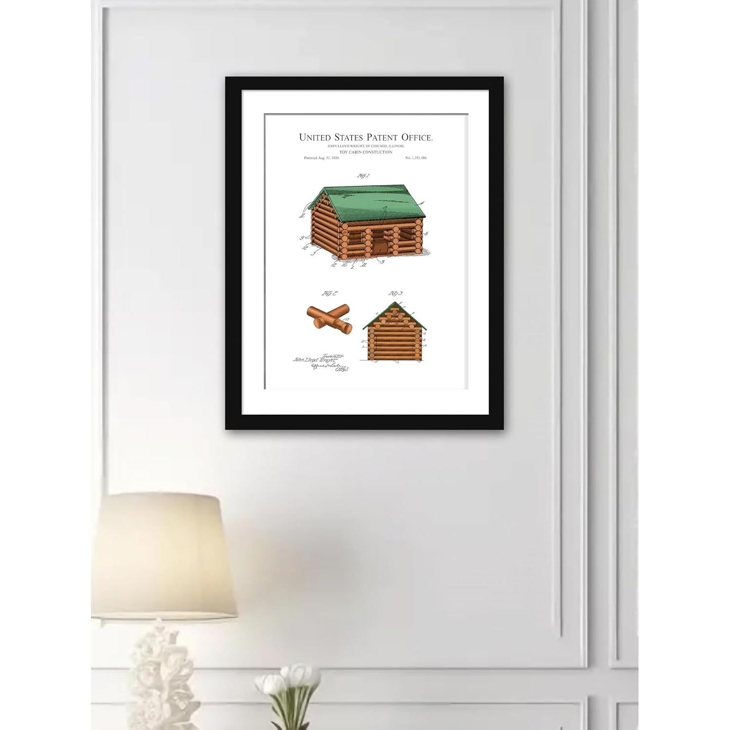 Impresión Patente Lincoln Logs 1920 | Marco 20.32x25.4 cm