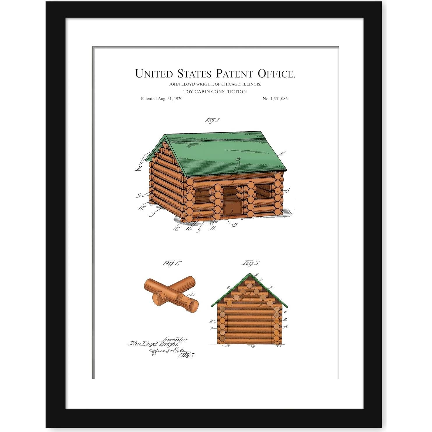 Impresión Patente Lincoln Logs 1920 | Marco 20.32x25.4 cm