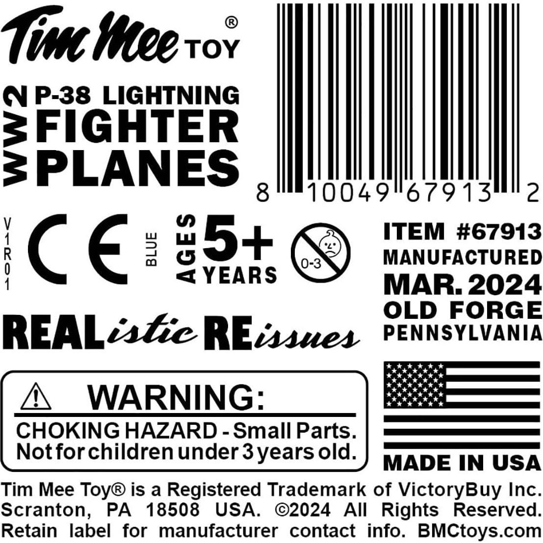 Aviones de Combate TimMee P-38 Lightning Azul 2 Piezas
