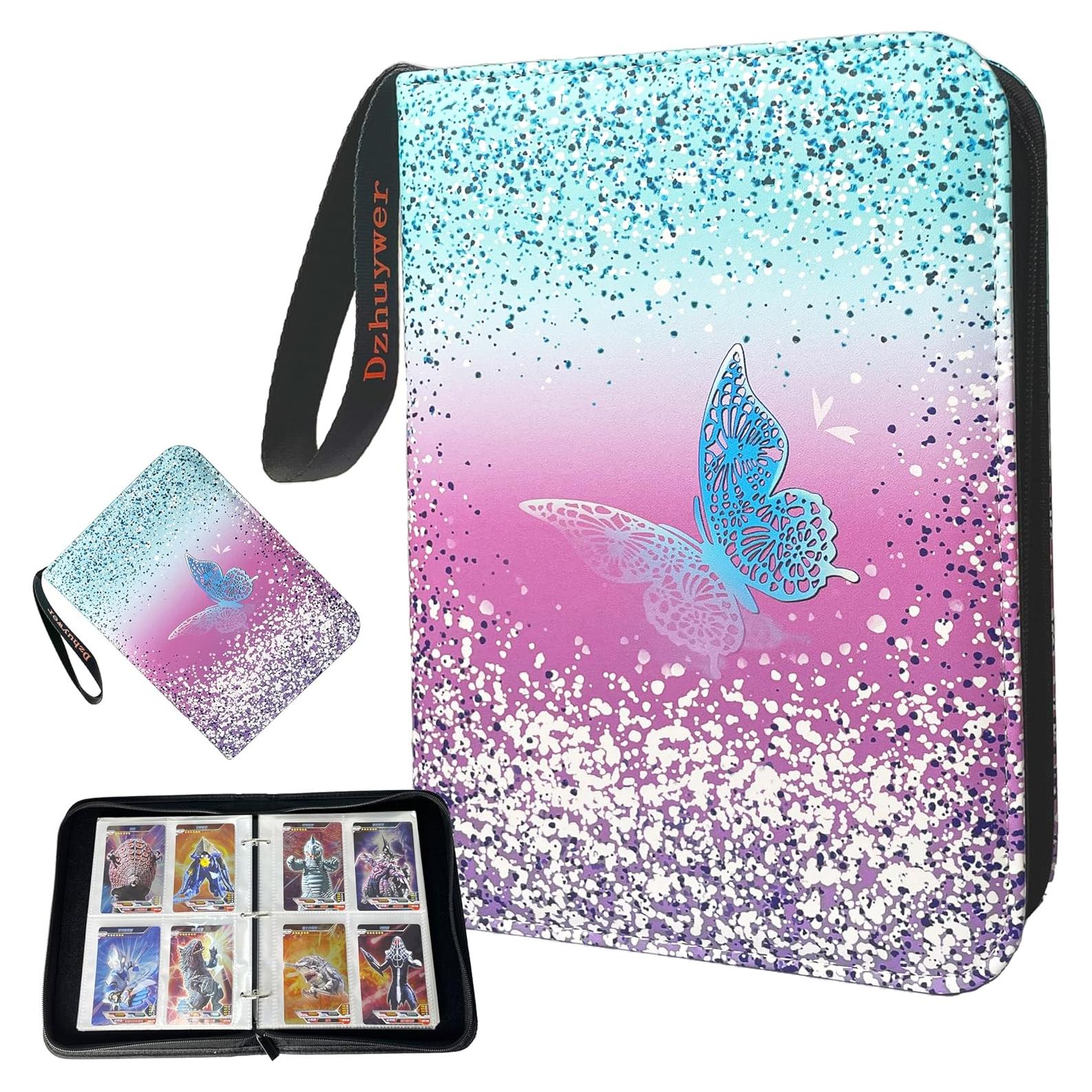 Carpeta de Cartas Coleccionables Dzhuywer 4 Bolsillos Rosa Azul