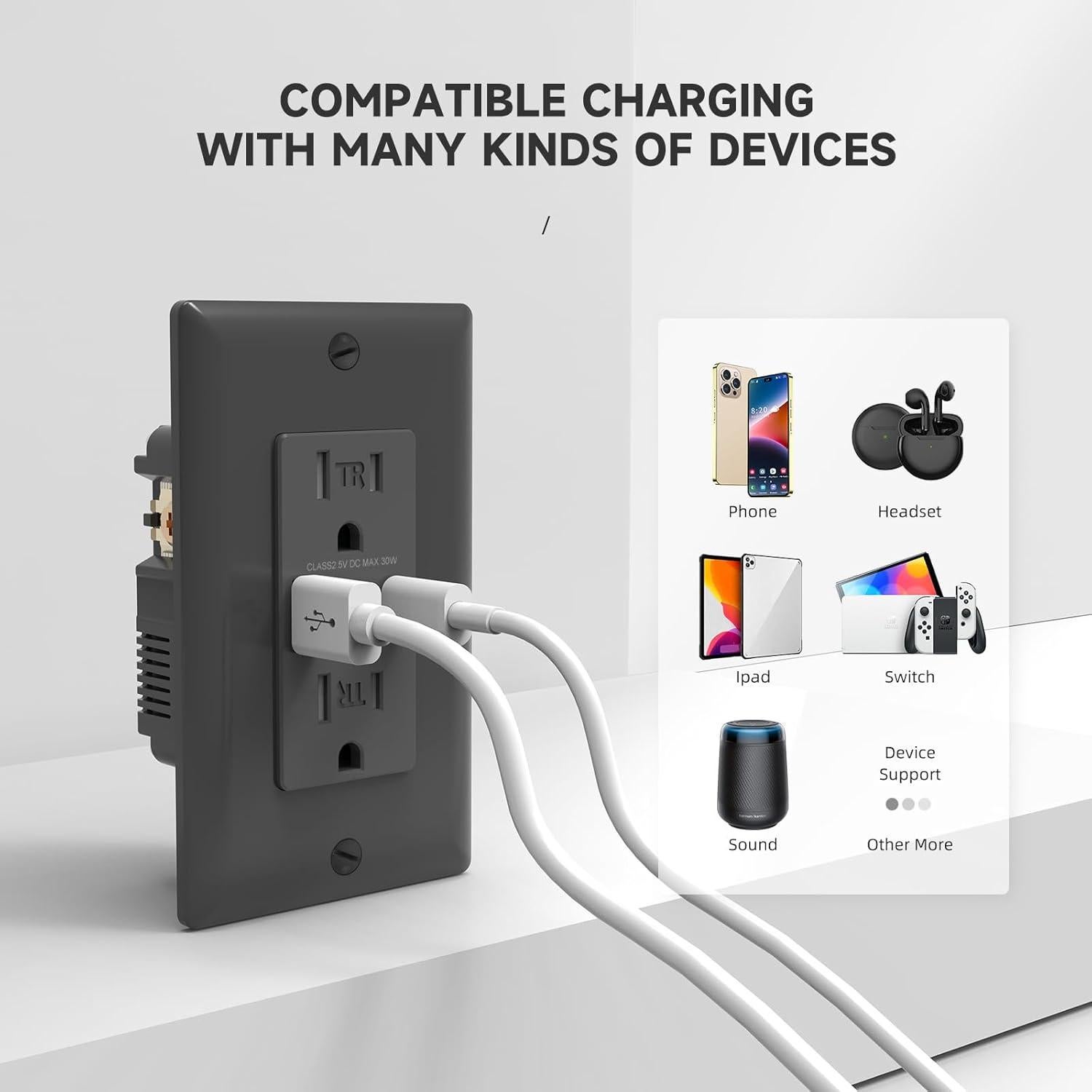 Enchufe de pared USB 3 puertos ALASTECH 15A 30W negro