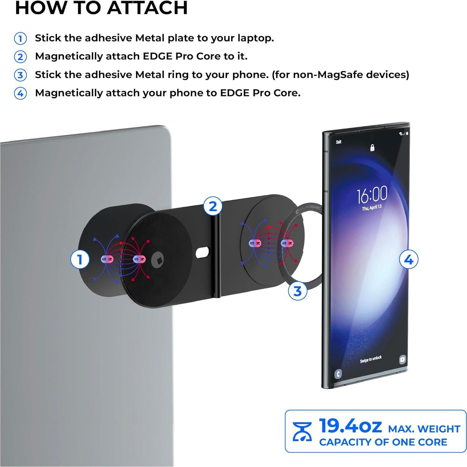 Soporte Magnético Rolling Square Edge Pro Core - Negro