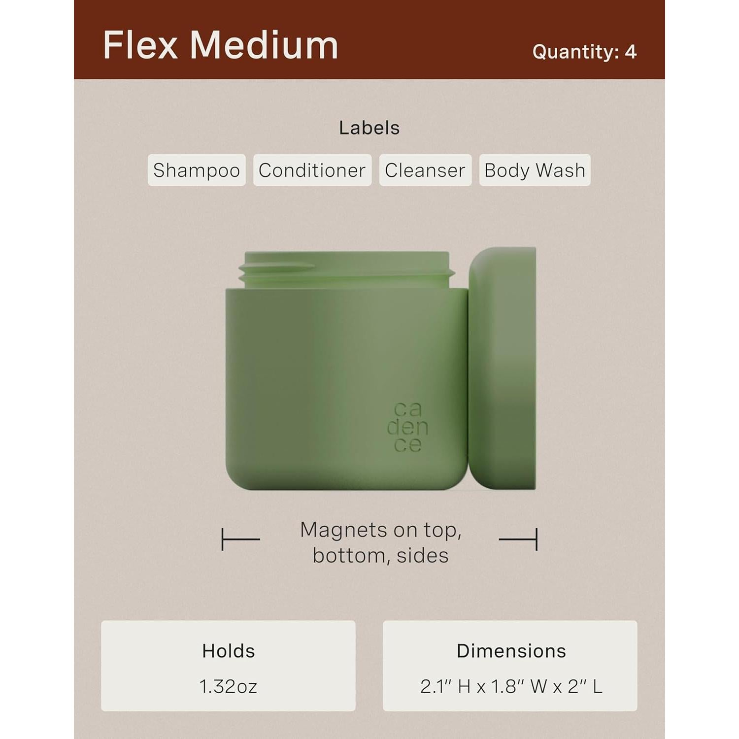 Set de Contenedores de Viaje Cadence - 4 Medianos (39.4ml) y 3 Pequeños (16ml) - Color Carbón