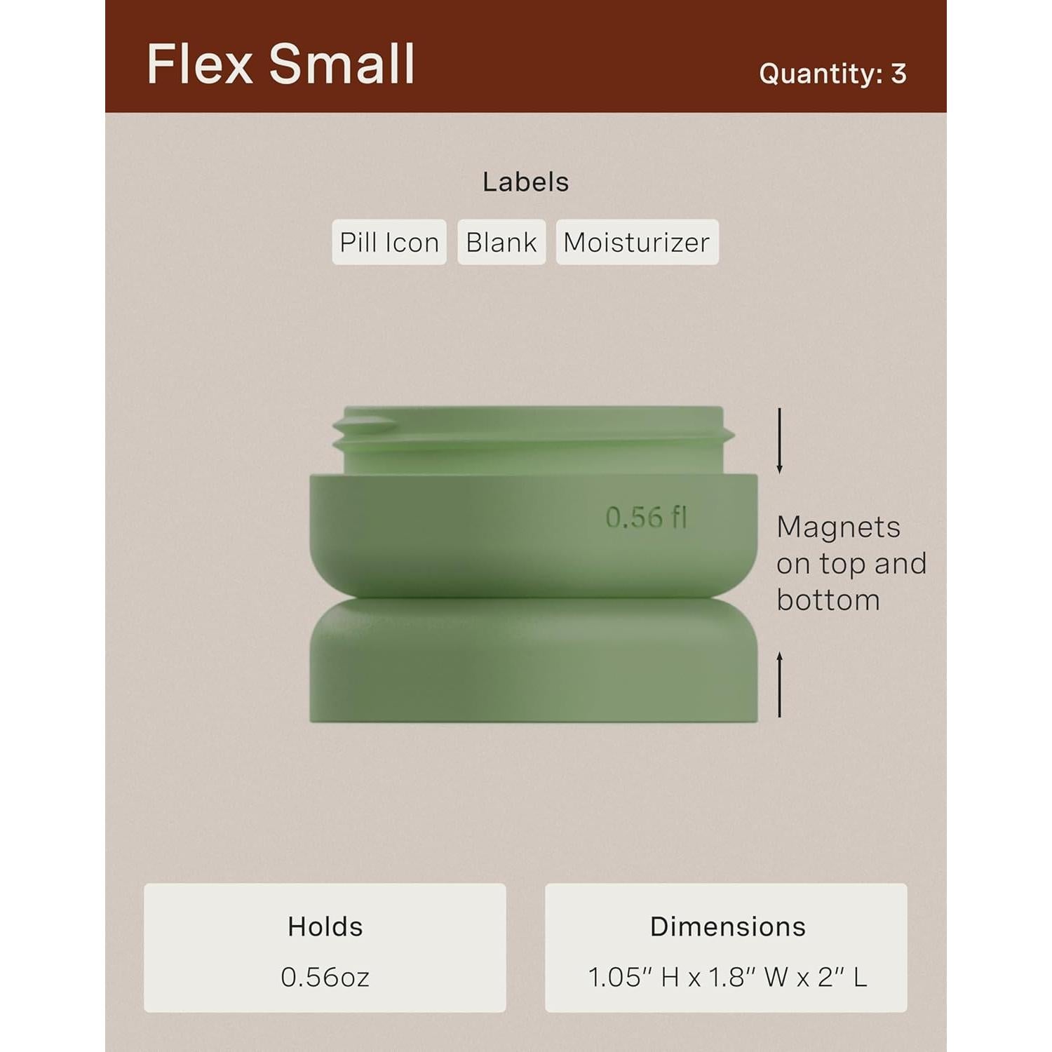 Set de Contenedores de Viaje Cadence - 4 Medianos (39.4ml) y 3 Pequeños (16ml) - Color Carbón