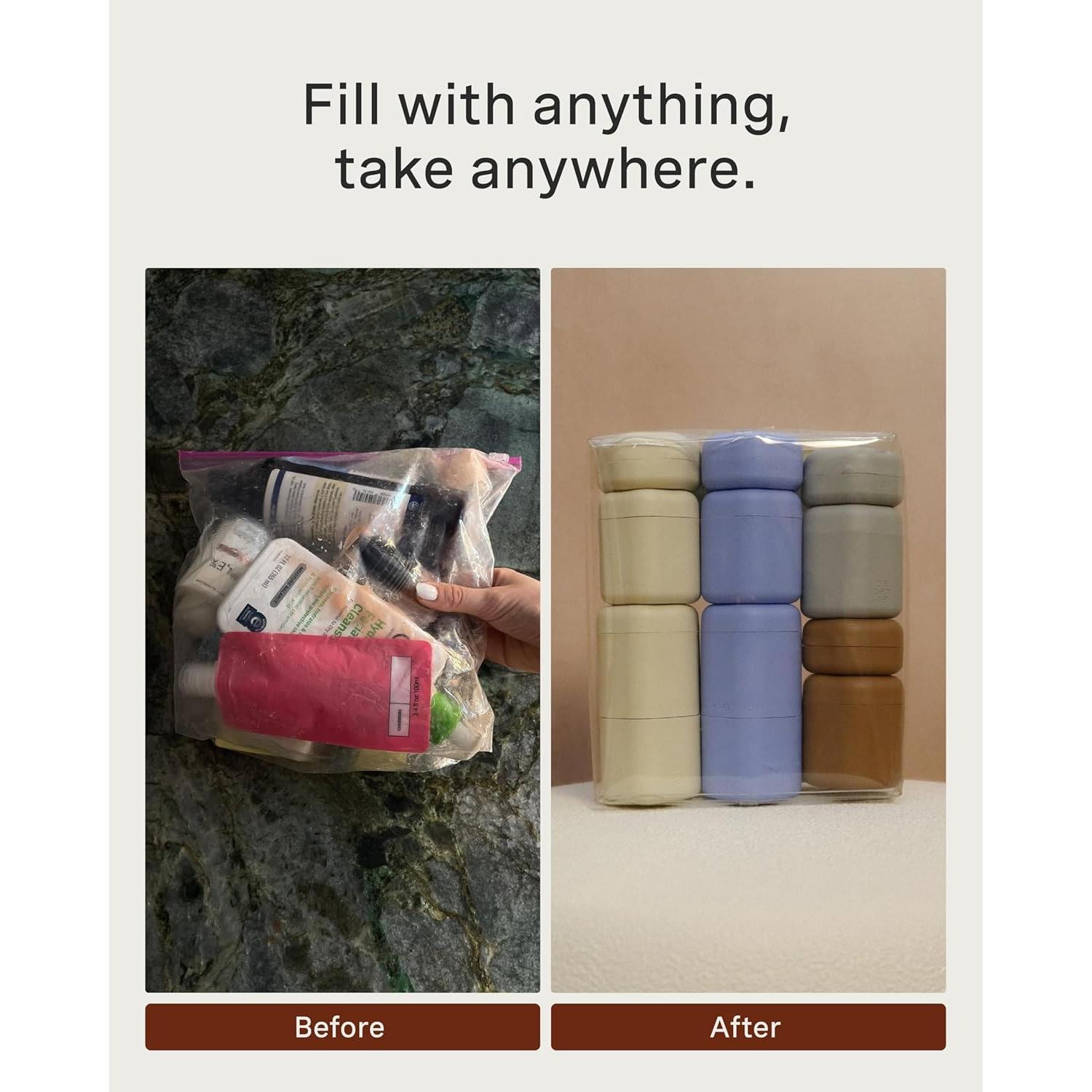 Set de Contenedores de Viaje Cadence - 4 Medianos (39.4ml) y 3 Pequeños (16ml) - Color Carbón