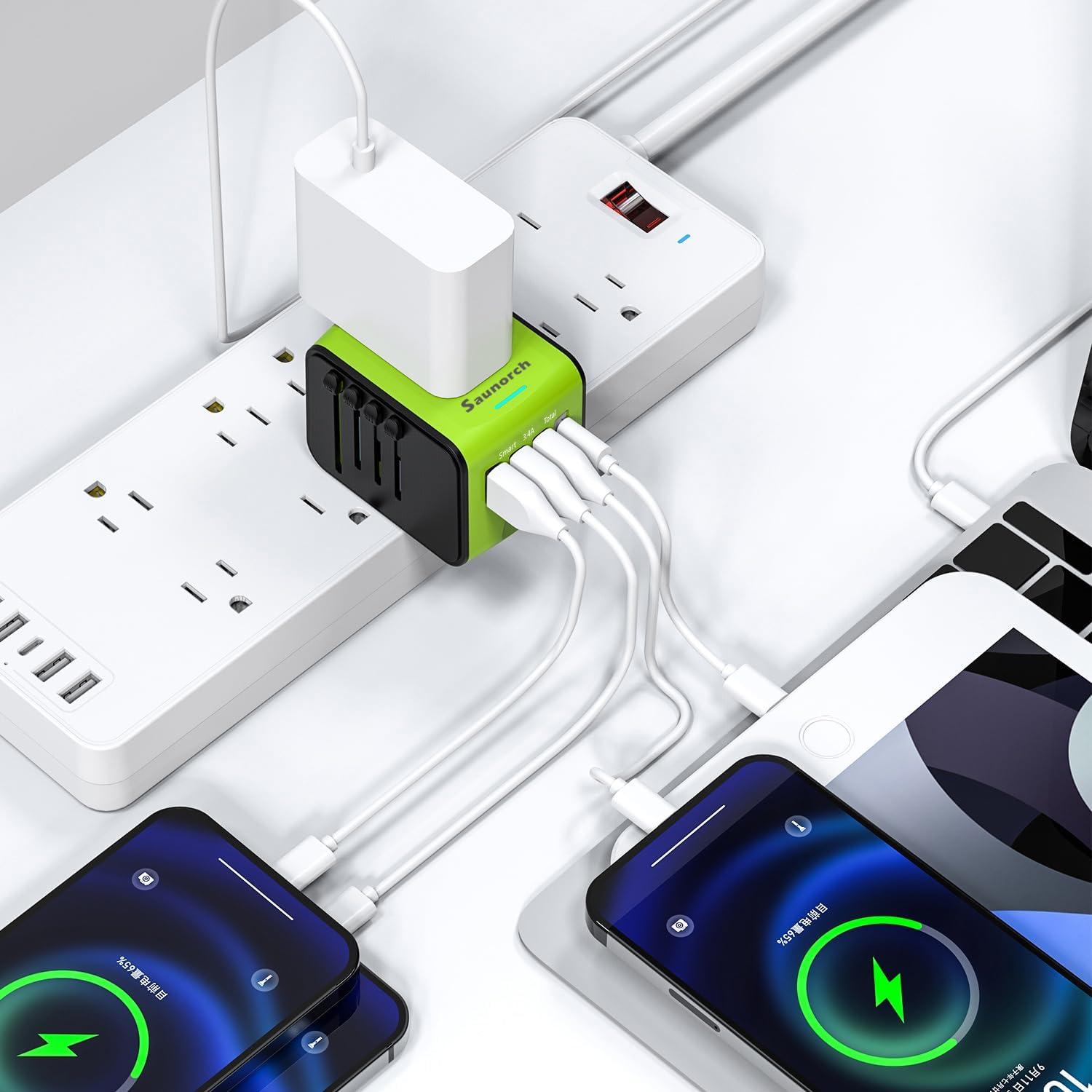 Adaptador de Viaje Universal SAUNORCH 5 en 1 2xUSB-C 2xUSB-A