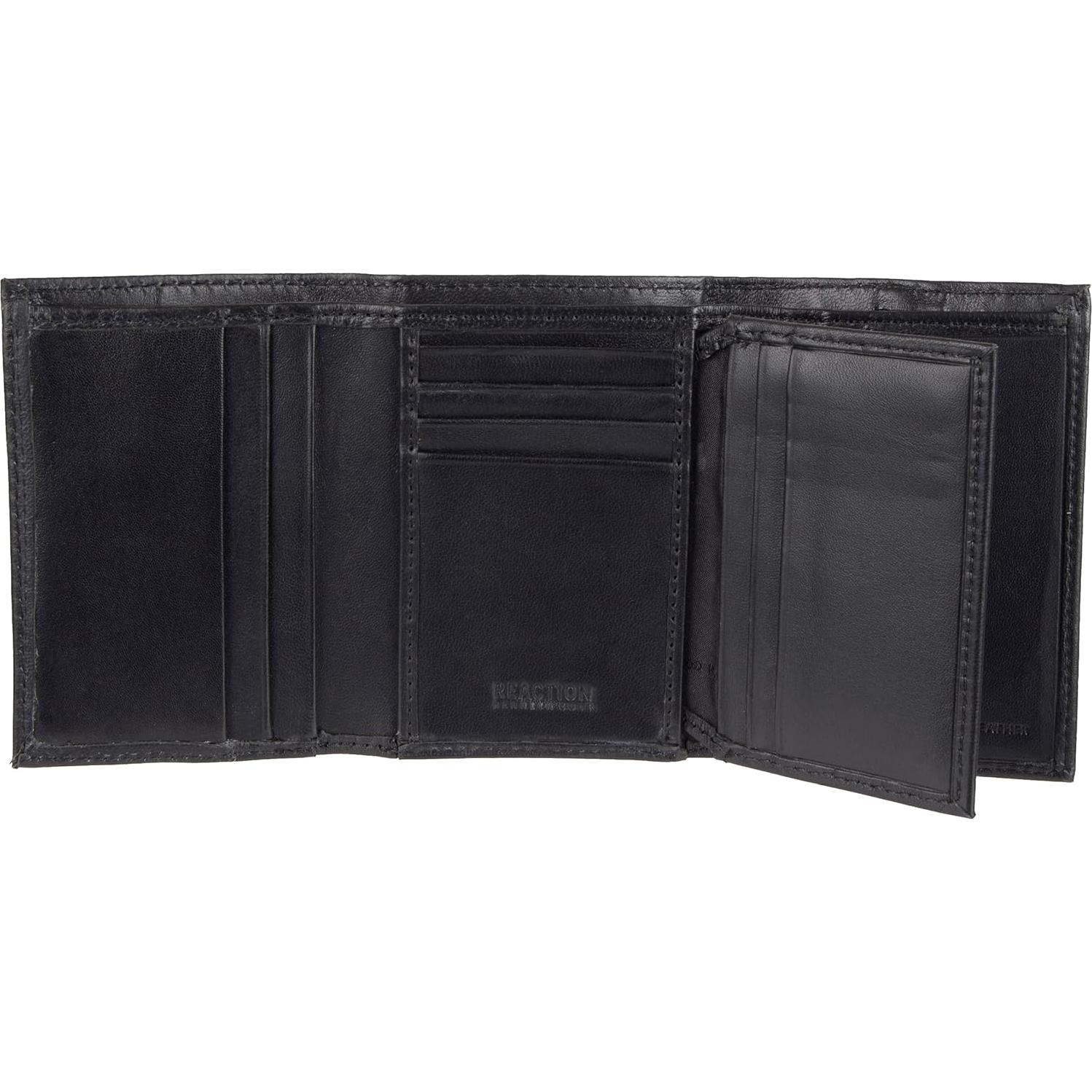 Billetera Kenneth Cole Hombre Piel RFID Trifold Slim Negra