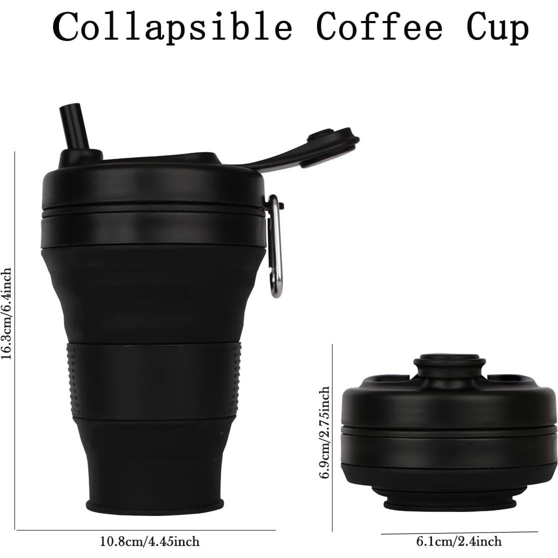 Taza de Camping Plegable UNNESTAR 600ml Silicona con Popote