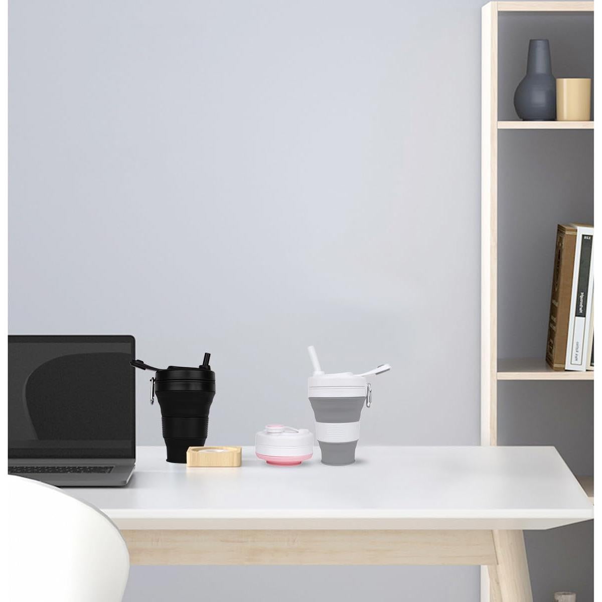 Taza de Camping Plegable UNNESTAR 600ml Silicona con Popote