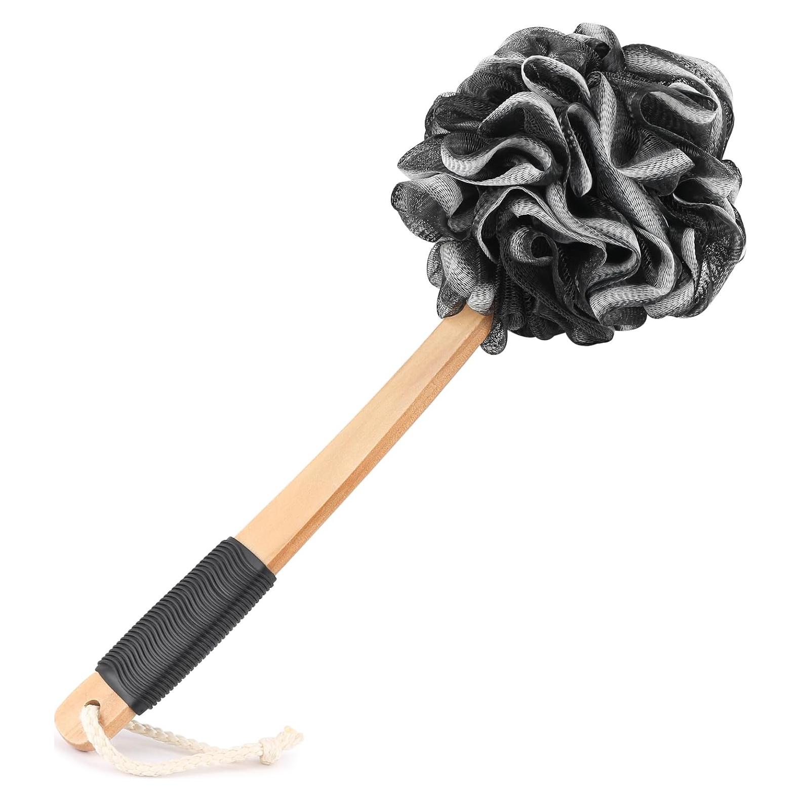 Esponja de Lufa Negra con Mango de Madera Antideslizante