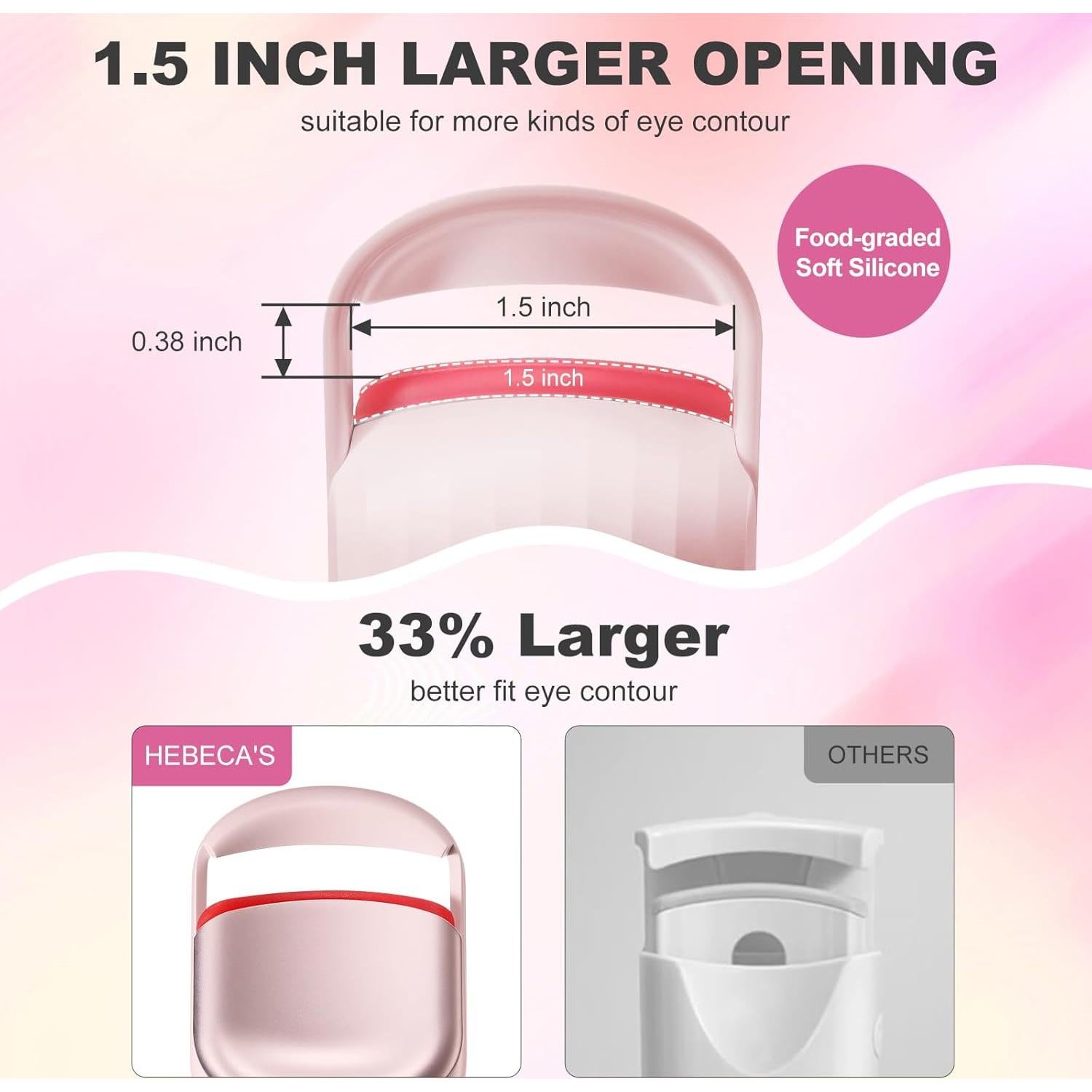 Rizador de Pestañas Calentado HEBECA EC4001 Rosa Claro