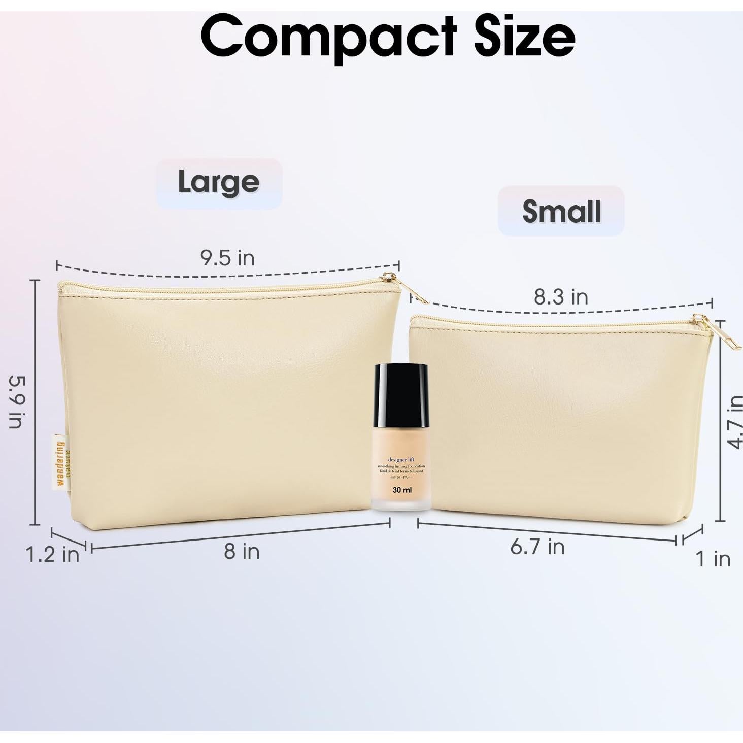 Bolsa de Maquillaje Wandering Nature 2 Paquetes Piel Vegana Beige