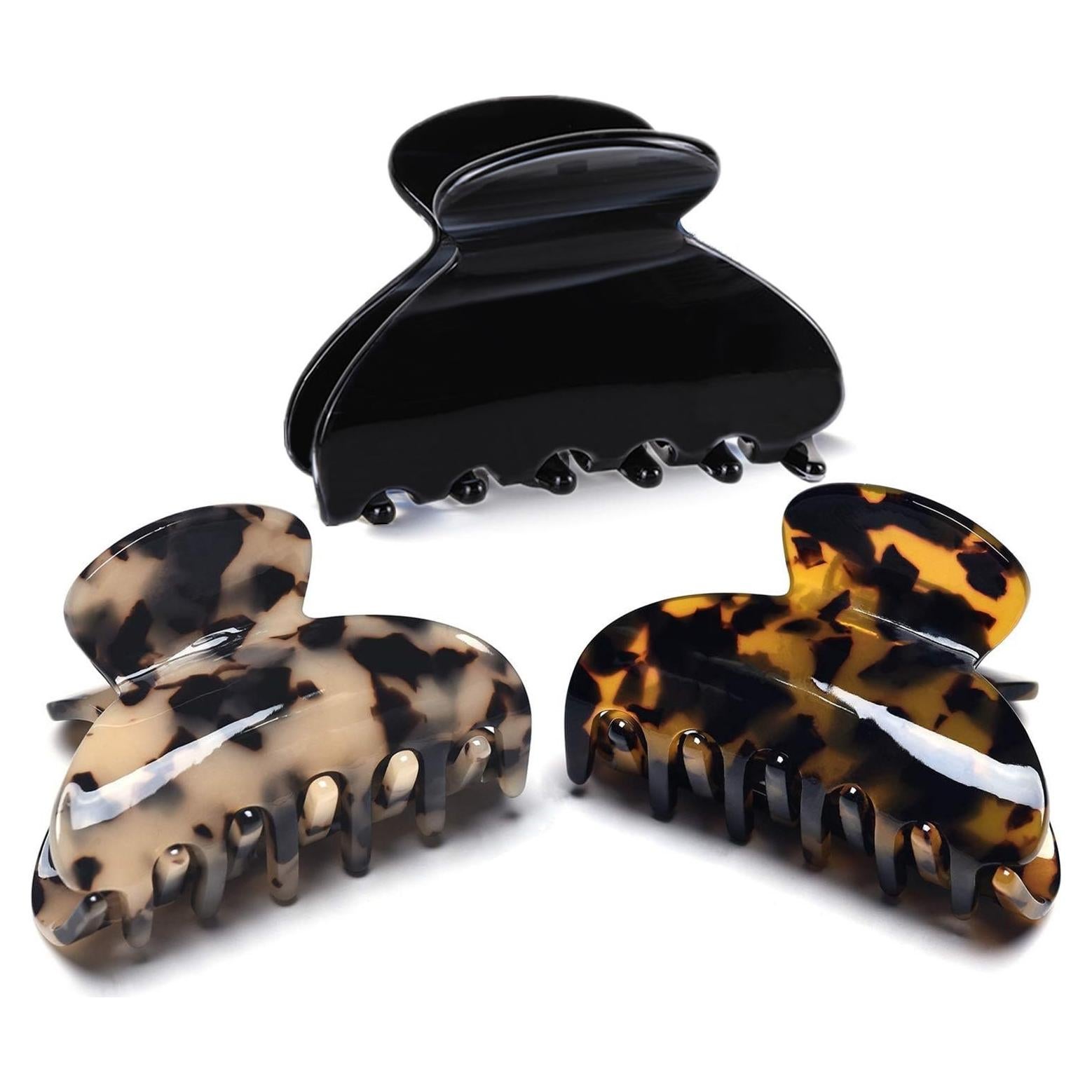 Pinzas de Pelo Medianas Fsmiling Tortuga Acetato 3 Piezas