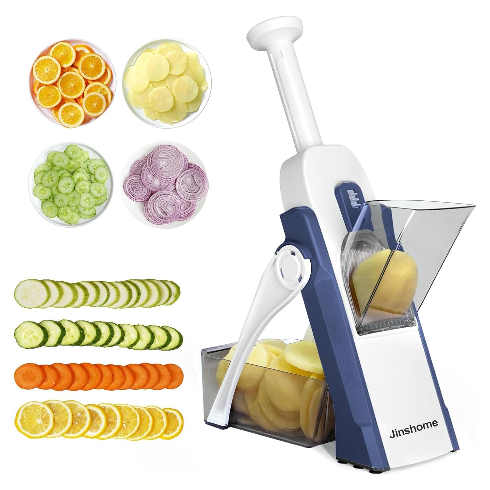 Rebanador Mandolina Manual Jinshome 4 Modos Ajustables Azul