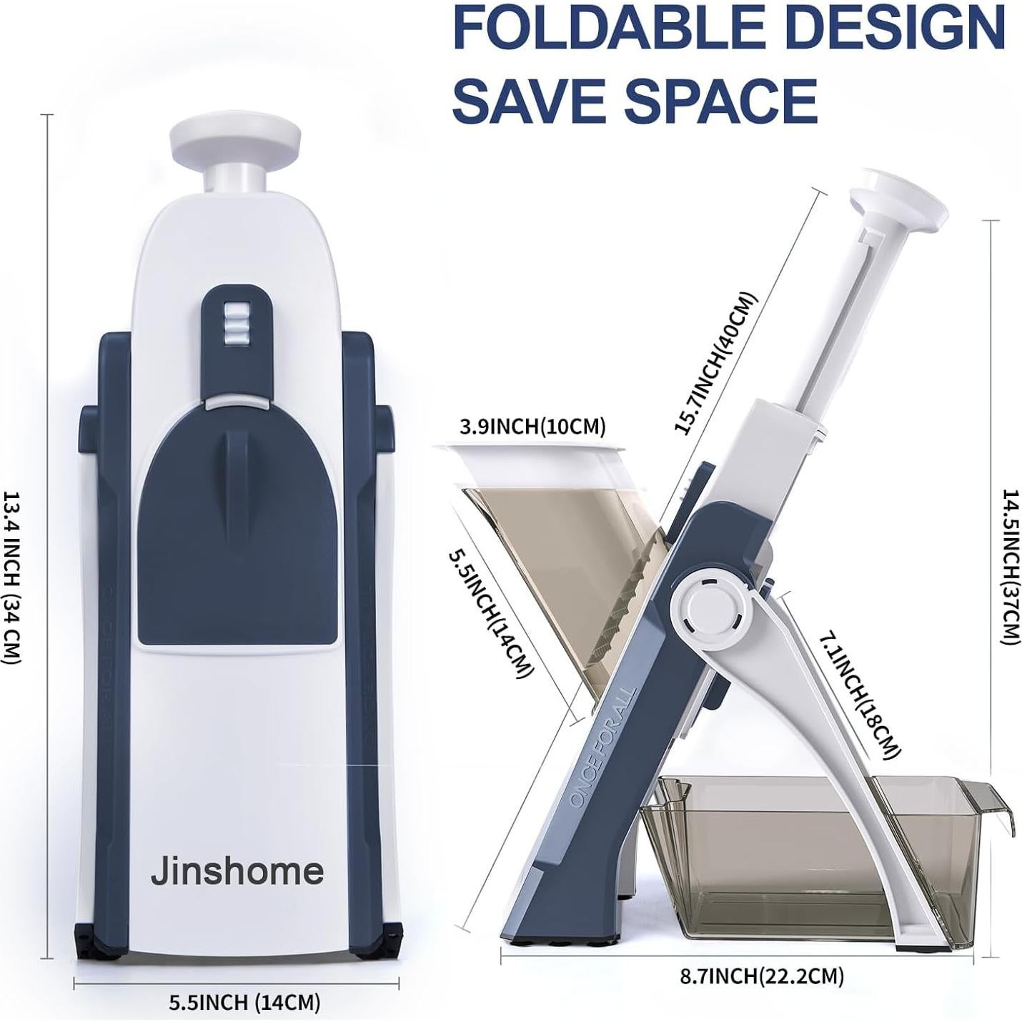 Rebanador Mandolina Manual Jinshome 4 Modos Ajustables Azul