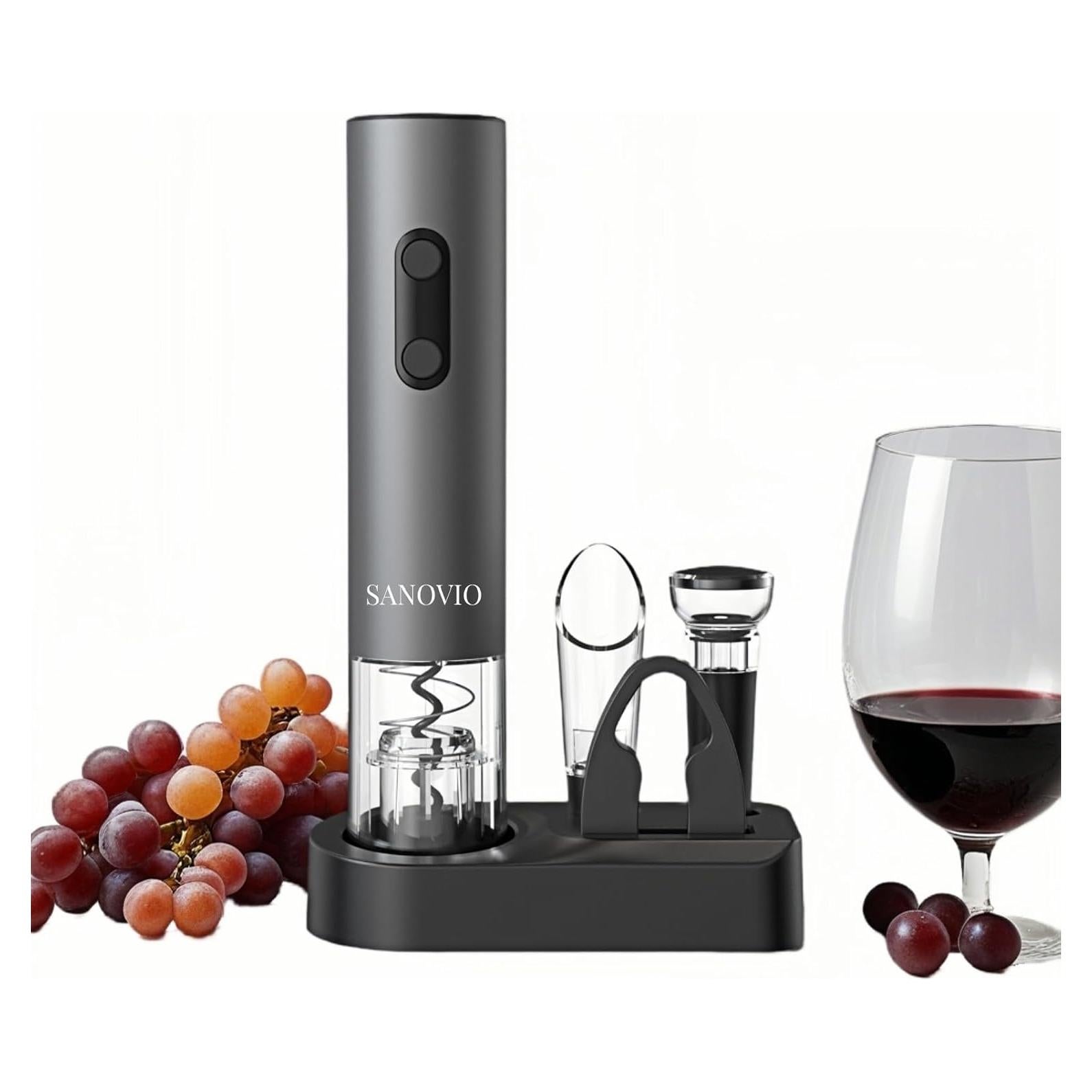 Juego de abridor de vino eléctrico 5 en 1 SANOVIO Gris Espacial