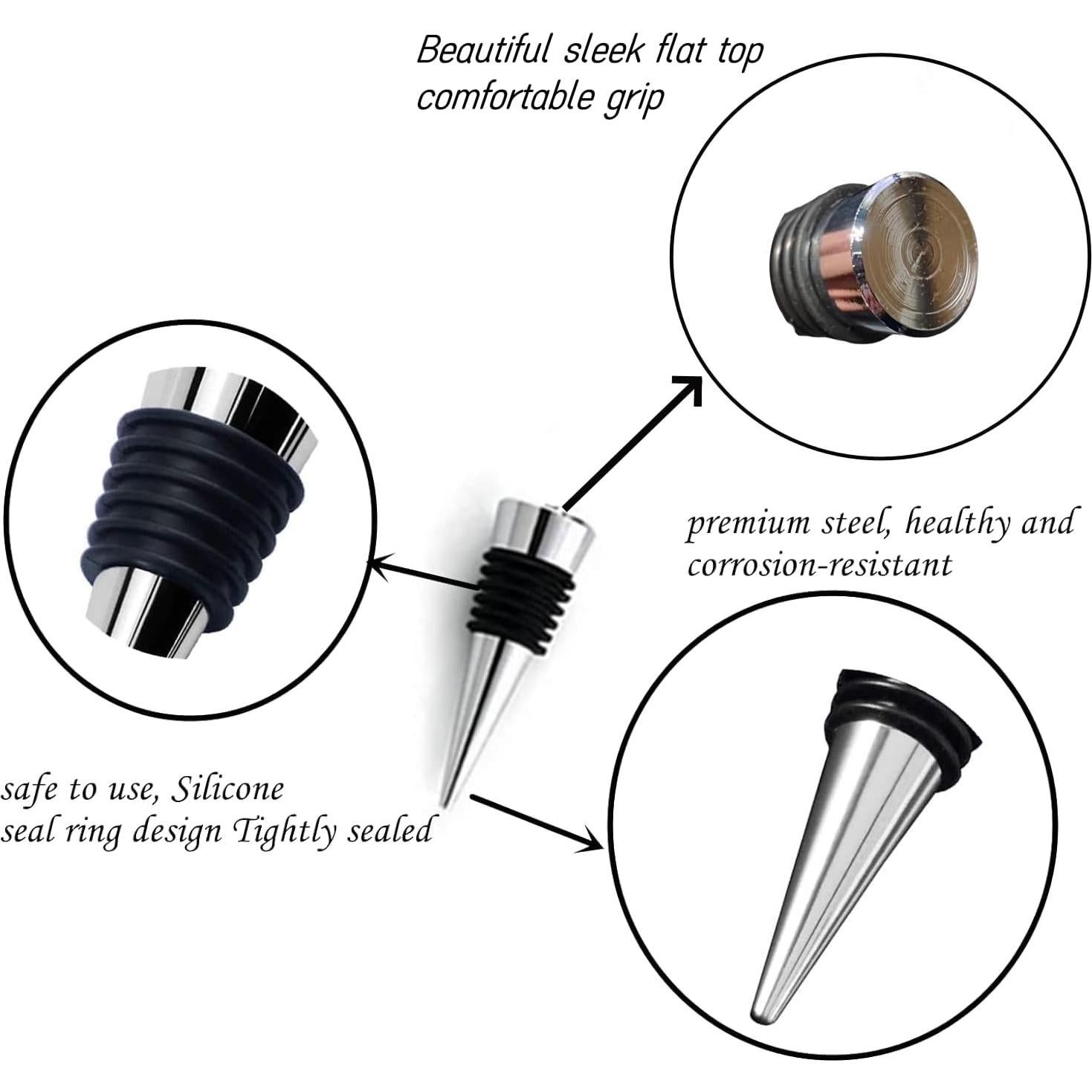 Tapones de vino reutilizables ENLAYER 12 Pcs acero y goma