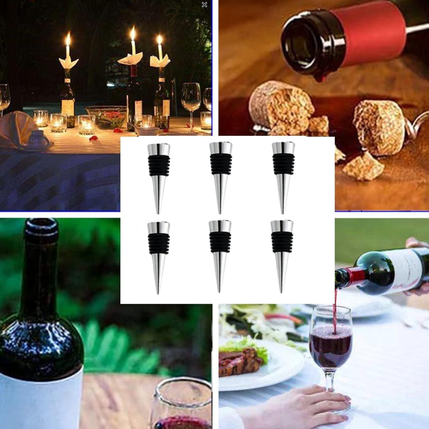 Tapones de vino reutilizables ENLAYER 12 Pcs acero y goma