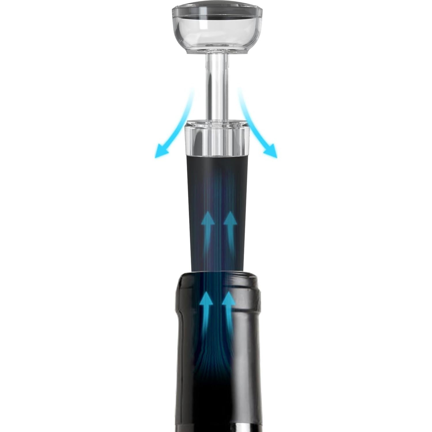 Set Abridor de Vino Eléctrico 4 en 1 Kavydens Negro