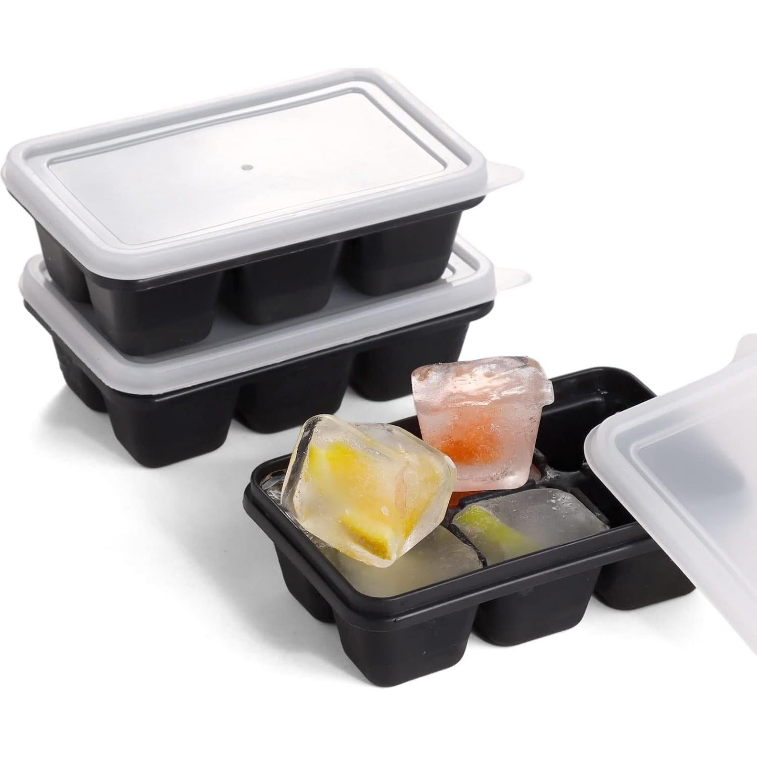 Bandejas de Hielo KIYOKI 3 Piezas Silicona Apilables Negro