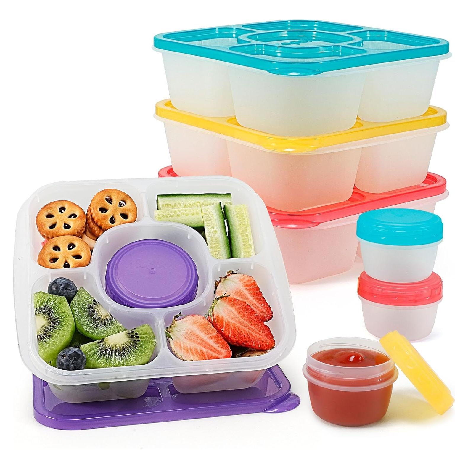 Caperci Bento Box 5 Compartimentos Sin BPA - Set 4 Colores