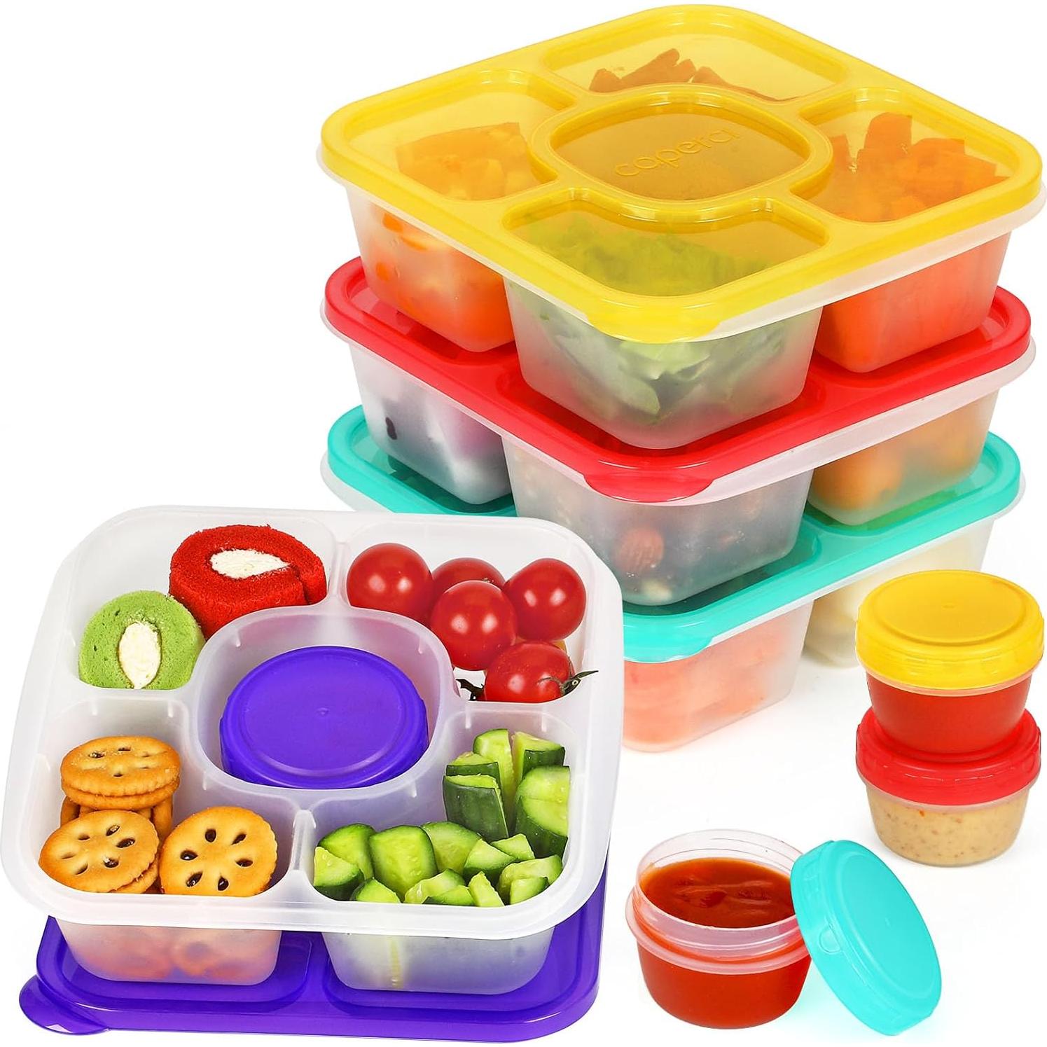 Caperci Bento Box 5 Compartimentos Sin BPA - Set 4 Colores