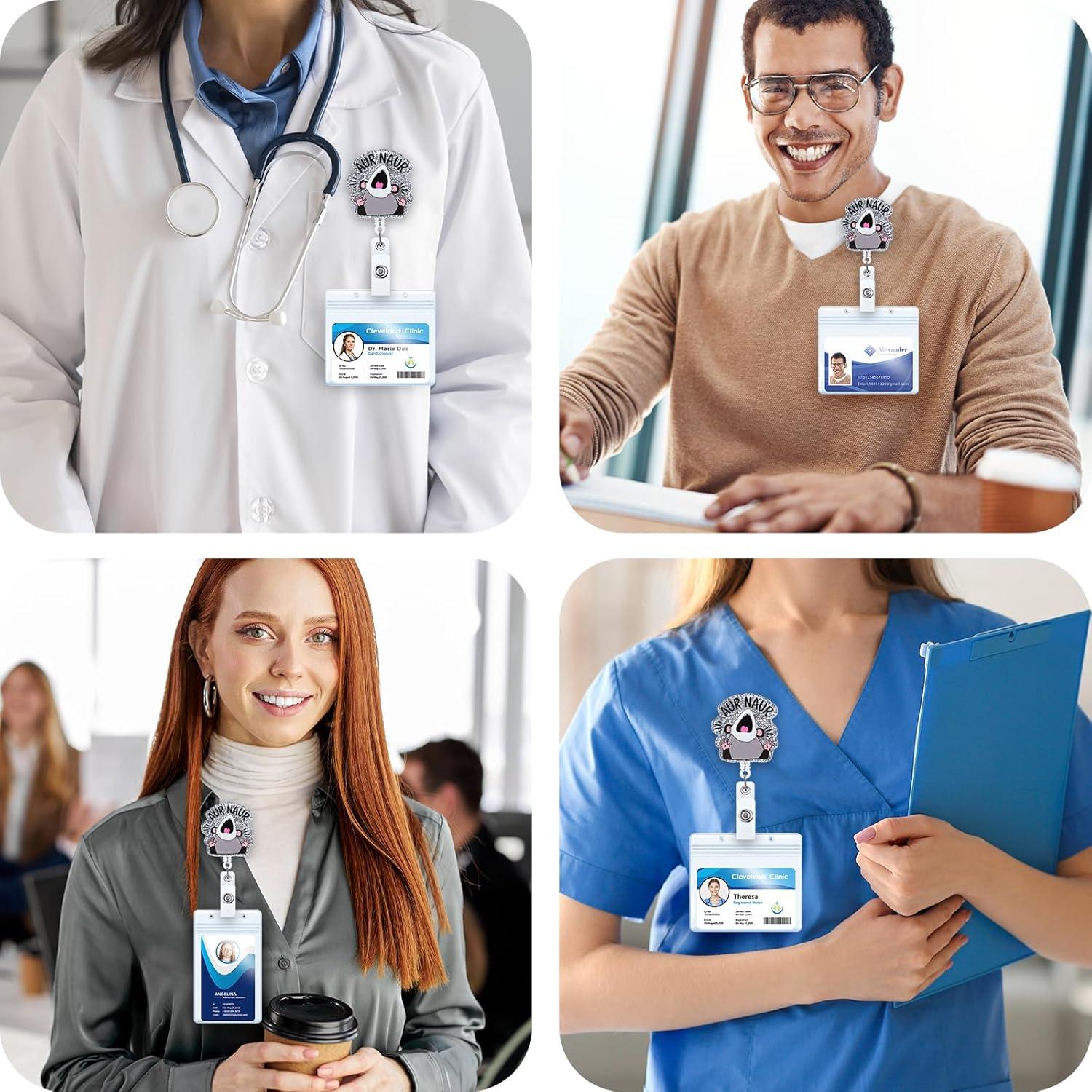 Insignia Divertida de Enfermera BVIIE con Clip Retráctil