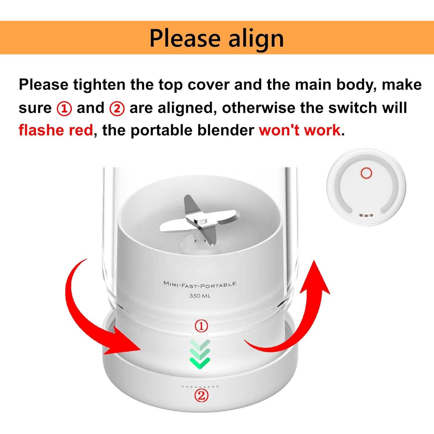 Licuadora Portátil OTPEIR 350ml Cuchillas Acero Inoxidable