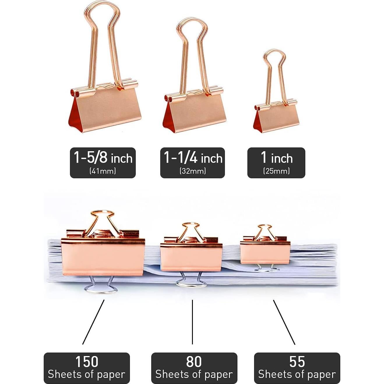 Clips de Binder Medianos Makanu Oro Rosa 32mm Paquete 24