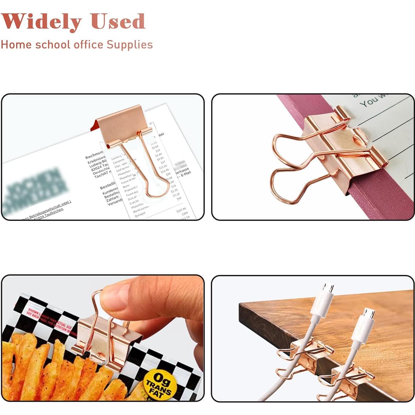 Clips de Binder Medianos Makanu Oro Rosa 32mm Paquete 24