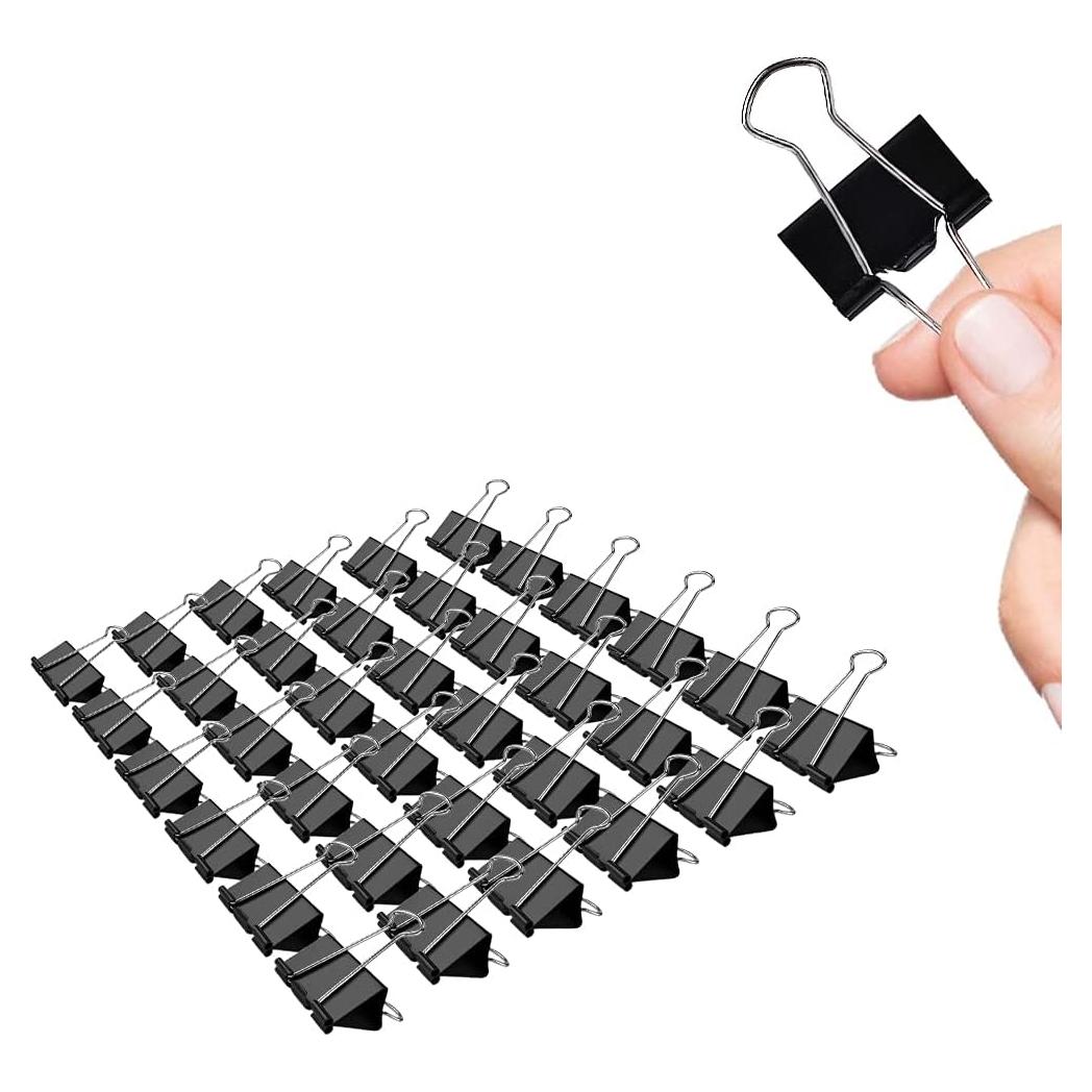 Clips de Binder Makanu 1 Pulgada 36 Pcs Negro Metal