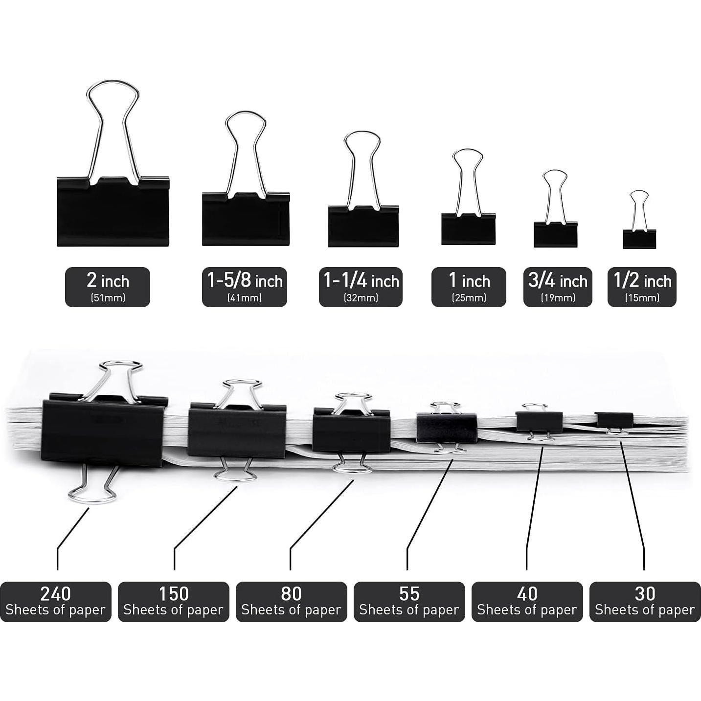 Clips de Binder Makanu 1 Pulgada 36 Pcs Negro Metal