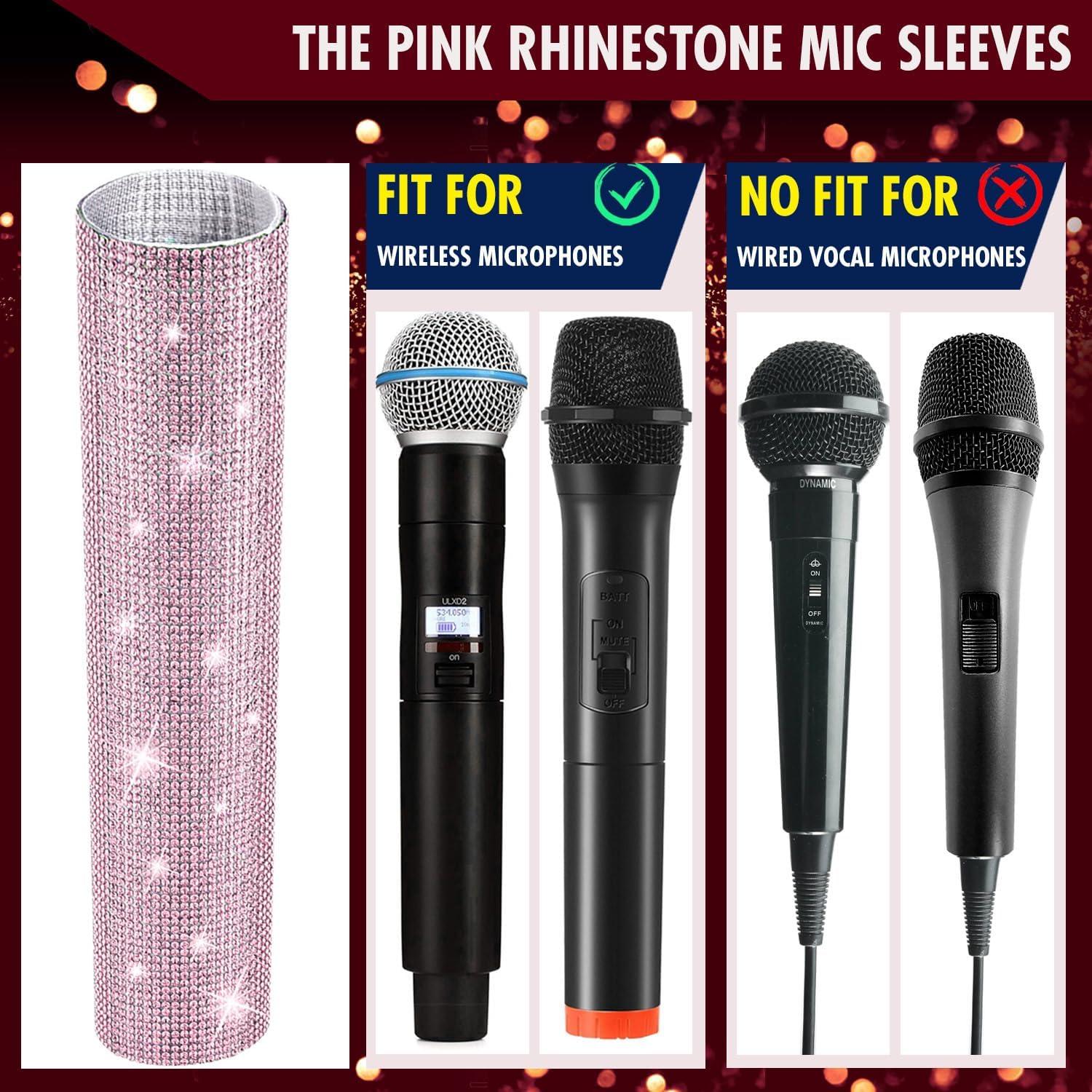 Cubierta de Mango de Micrófono Facmogu Glitter Rosa - Universal