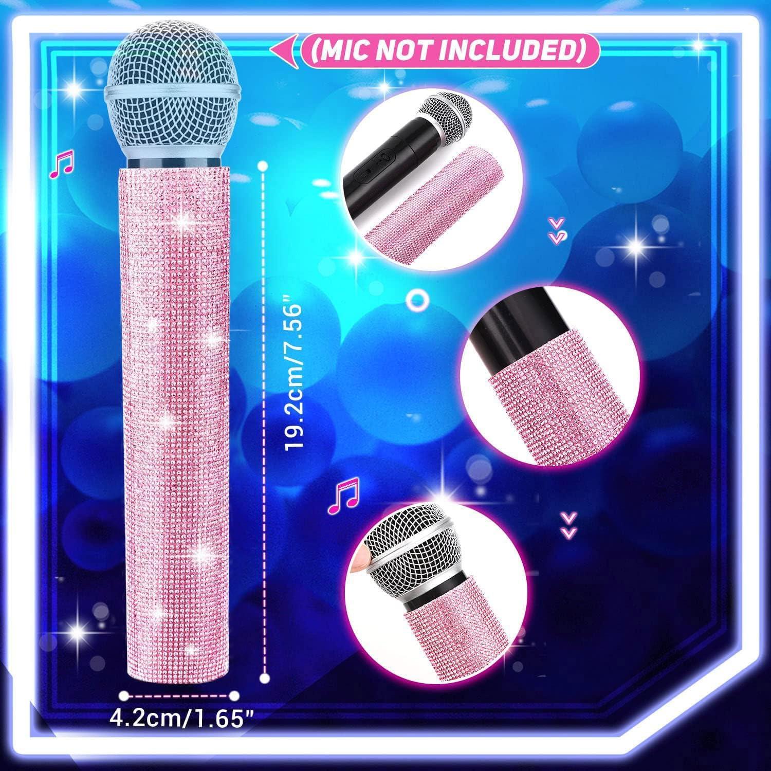 Cubierta de Mango de Micrófono Facmogu Glitter Rosa - Universal