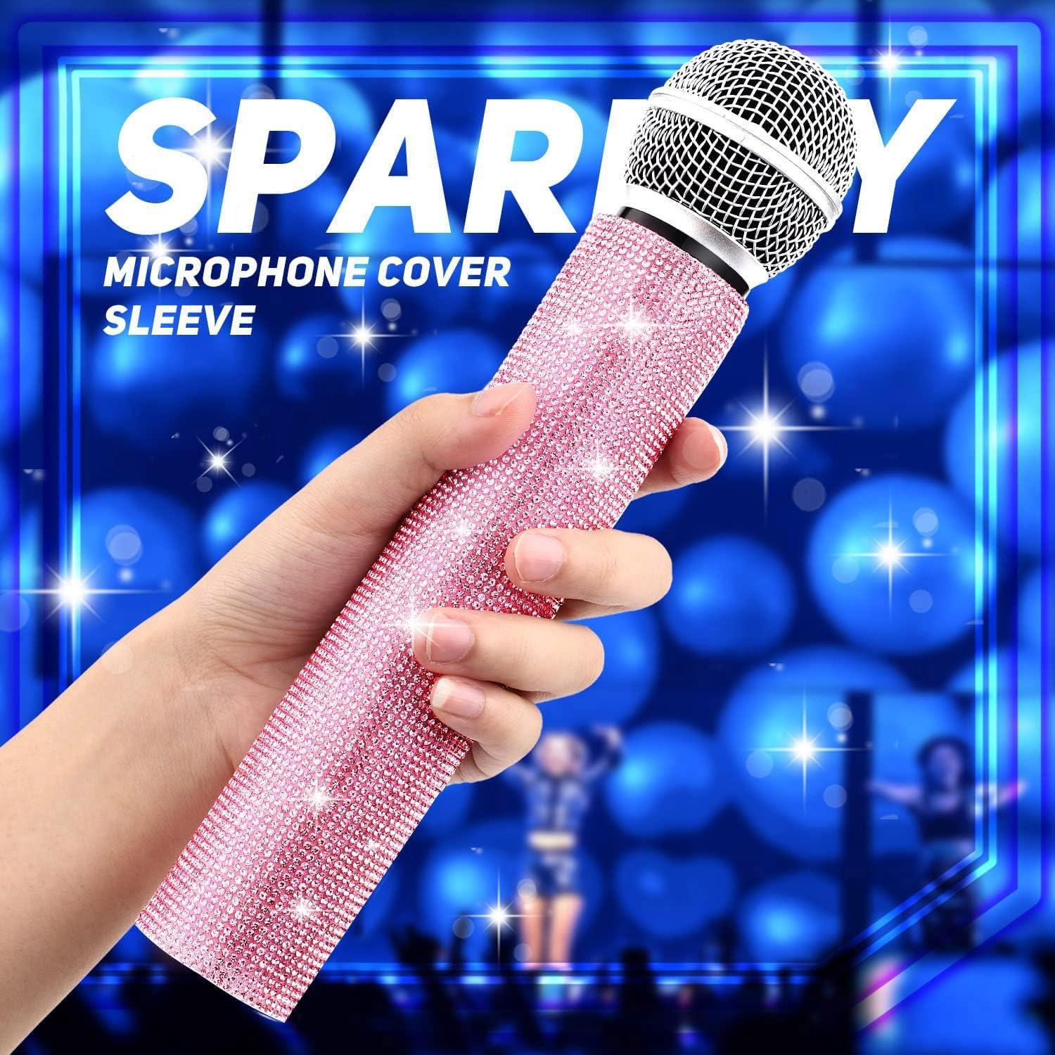 Cubierta de Mango de Micrófono Facmogu Glitter Rosa - Universal