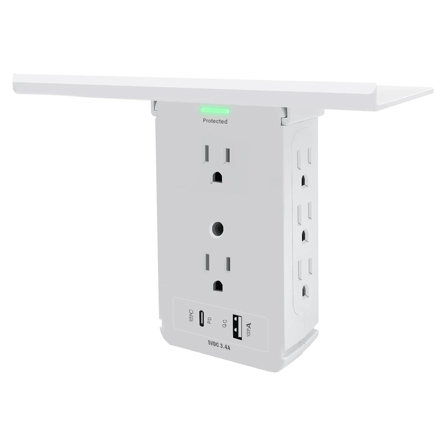 Extensor de Enchufe BOLTGY 8 Tomas con USB-A y USB-C Blanco