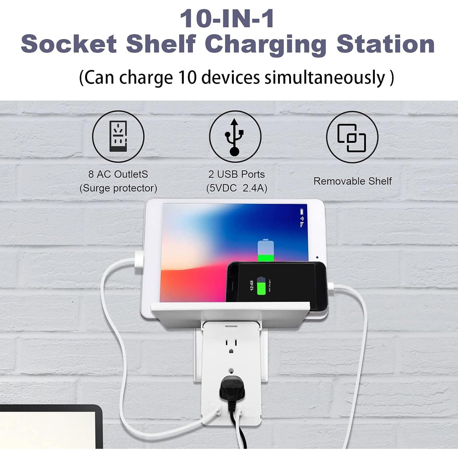 Extensor de Enchufe BOLTGY 8 Tomas con USB-A y USB-C Blanco