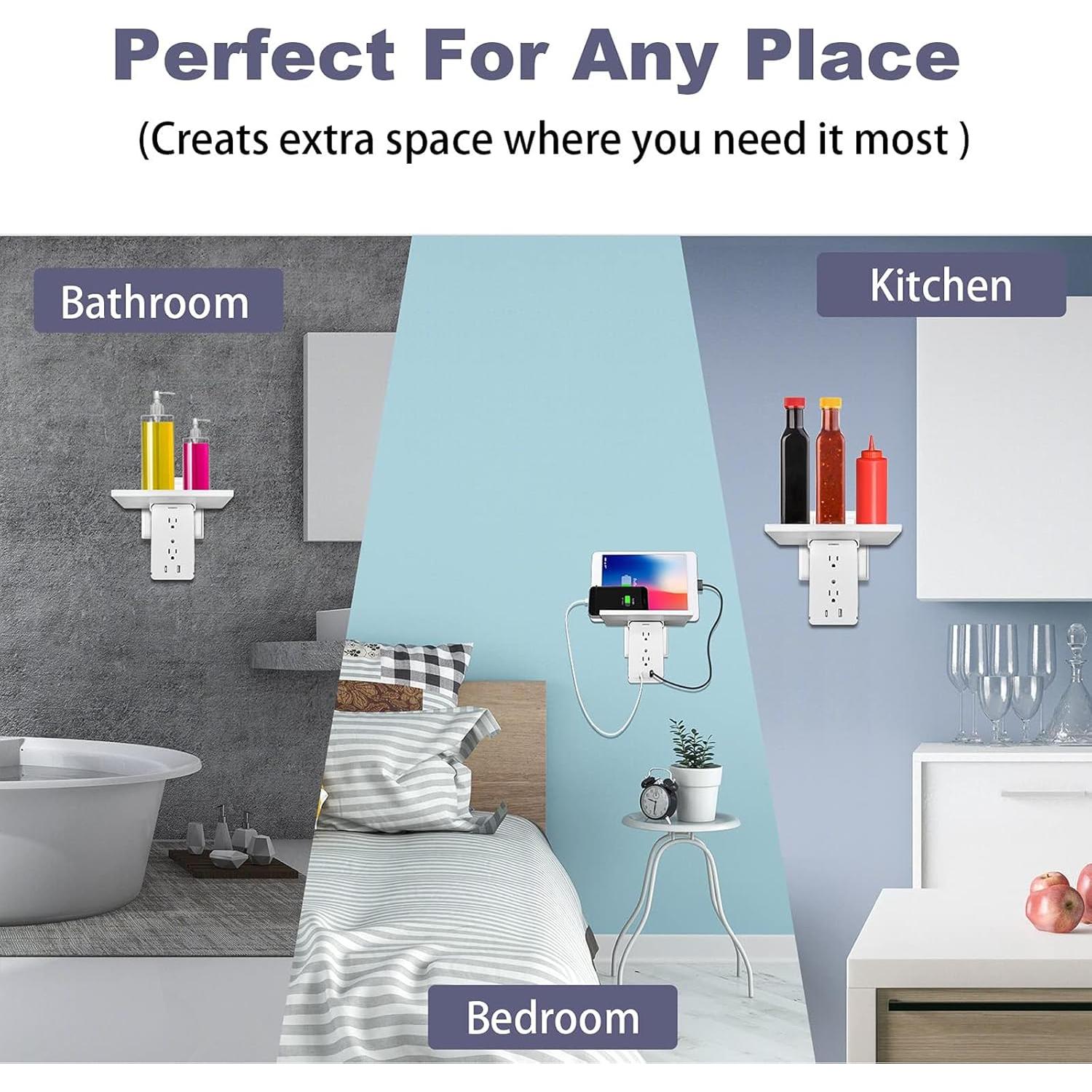 Extensor de Enchufe BOLTGY 8 Tomas con USB-A y USB-C Blanco