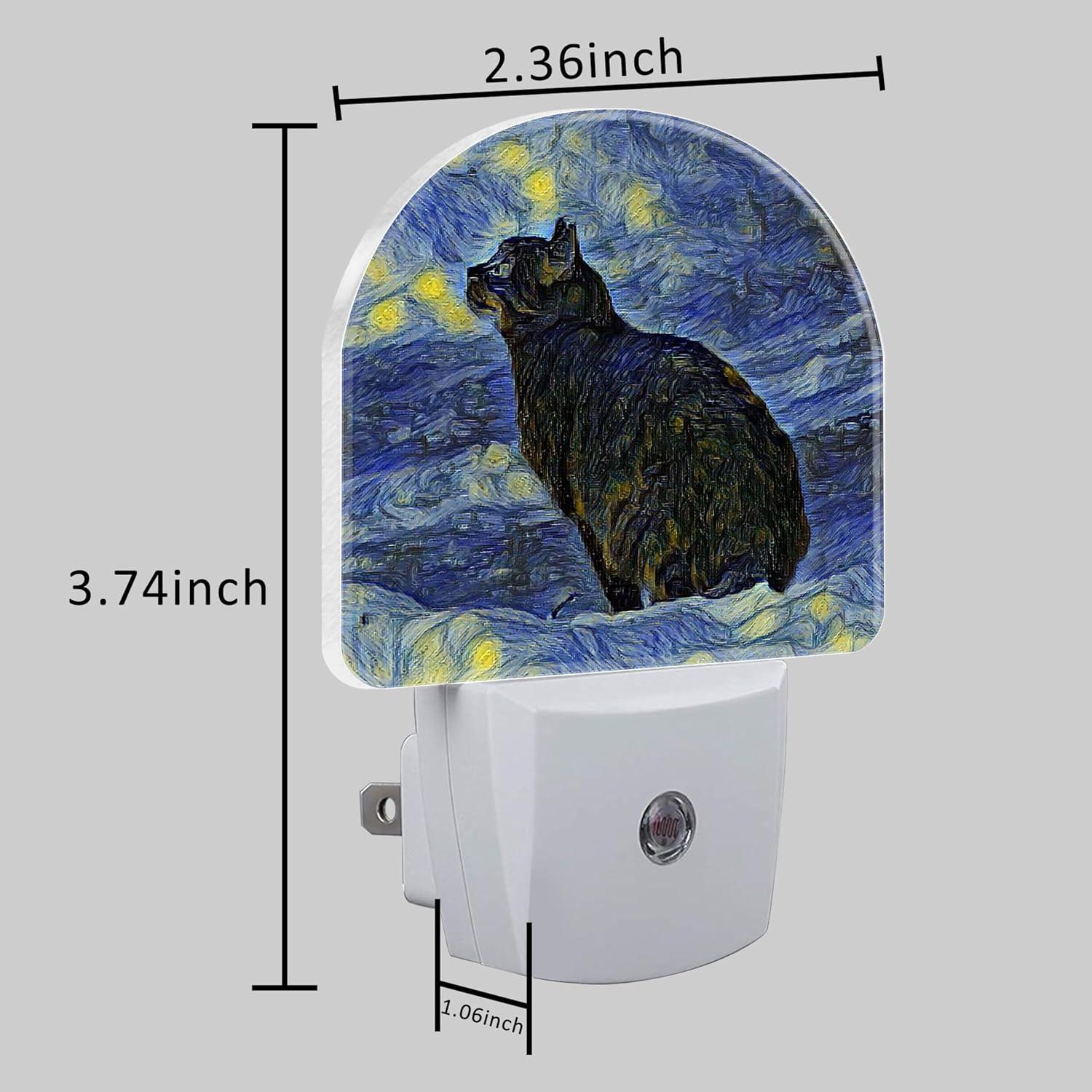 Luz Nocturna LED Uiaoiais Gato Negro Cielo Estrellado 5cm