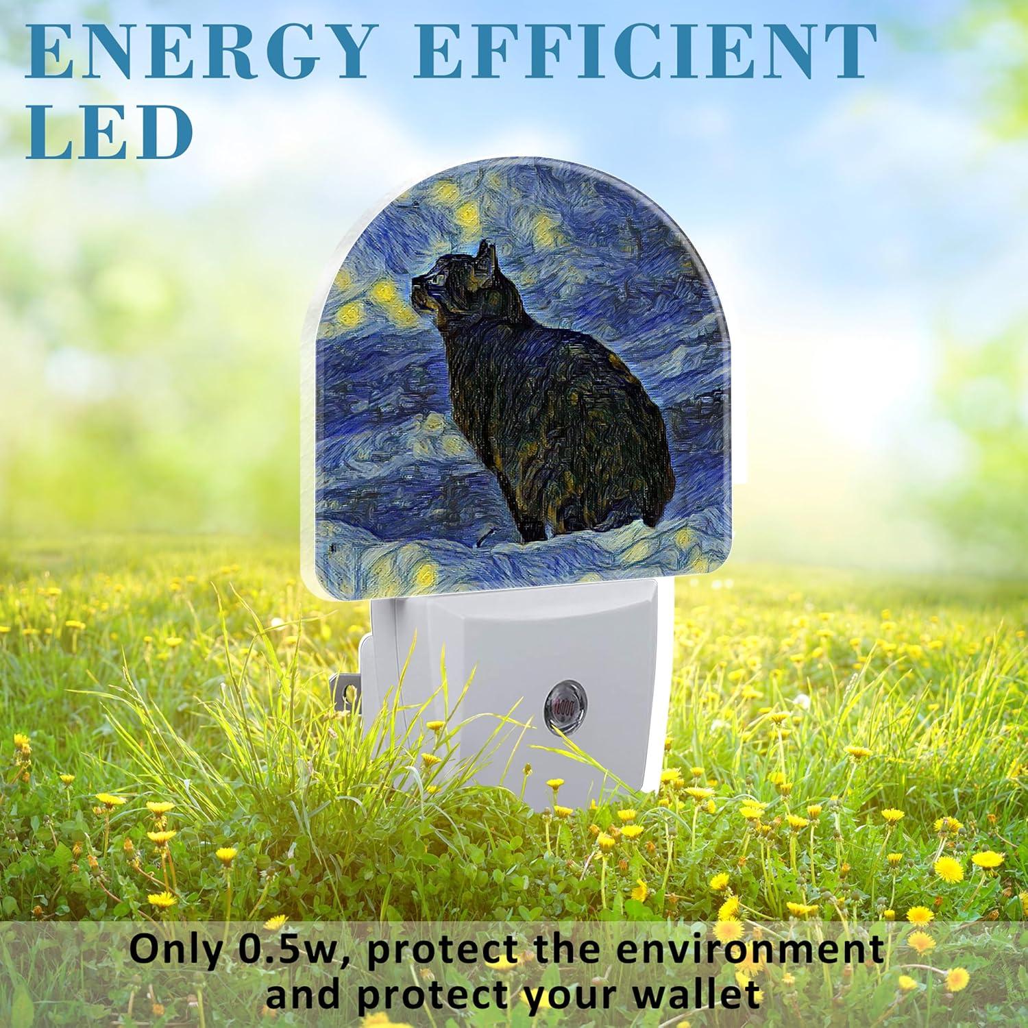 Luz Nocturna LED Uiaoiais Gato Negro Cielo Estrellado 5cm