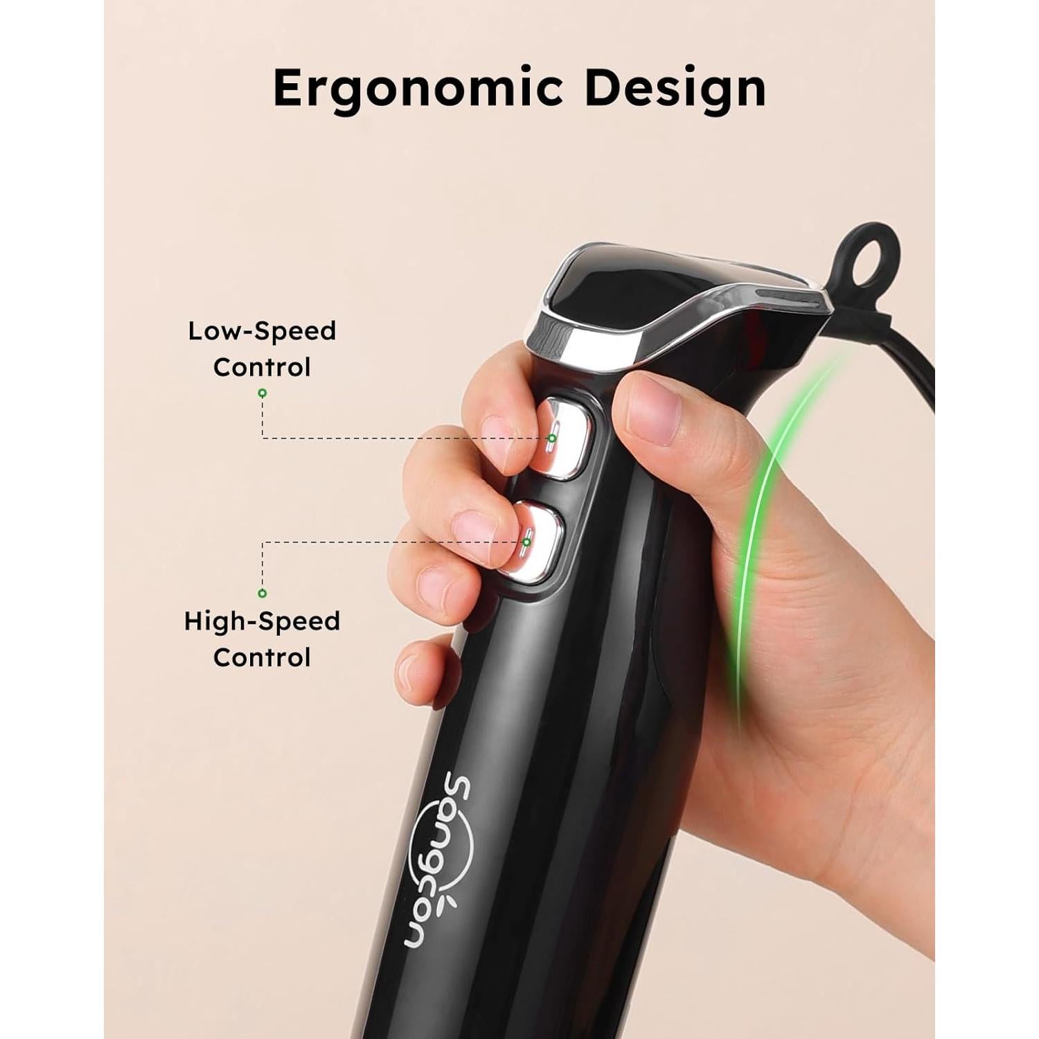 Batidora de Mano Sangcon 3 en 1 400W con Accesorios - Negro