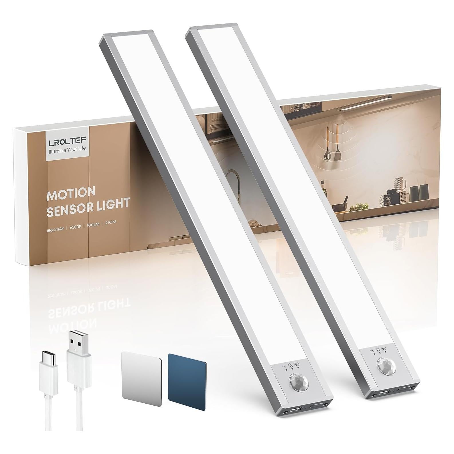 Luces LED Bajo Gabinete LROLTEF 21cm Sensor Movimiento 1500mAh